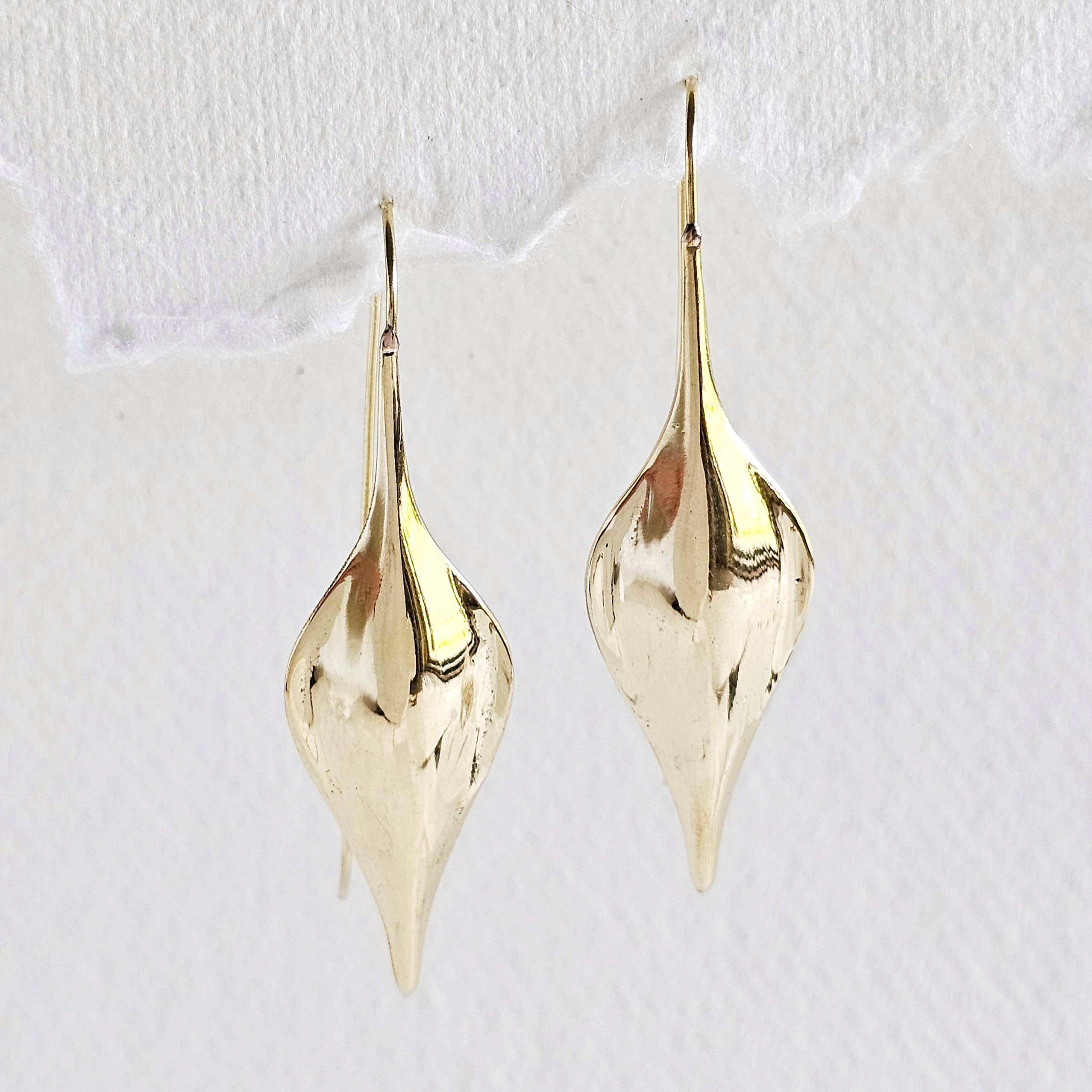 Bisjoux Brass Modern Leaf Earrings