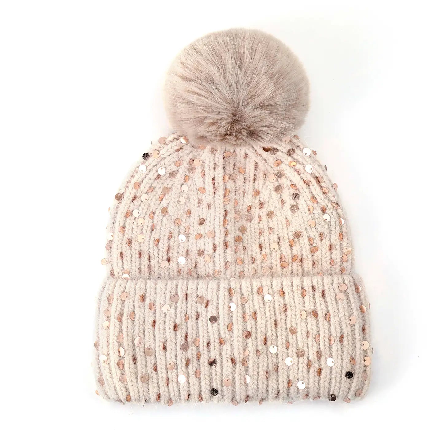 Thames Collection Wool Sequin Pompom Hat