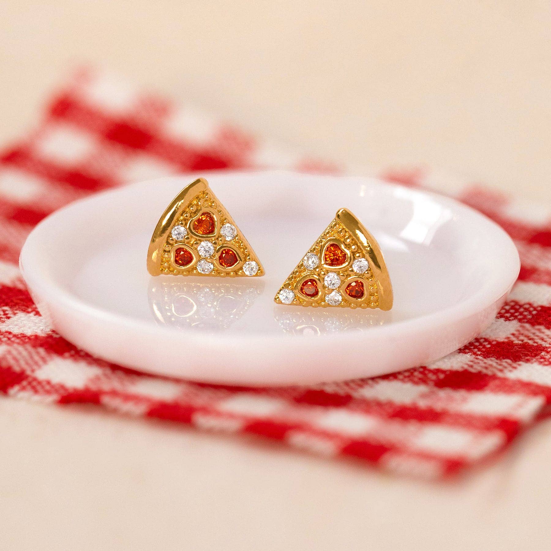 Girls Crew Pepperoni Pizza Studs