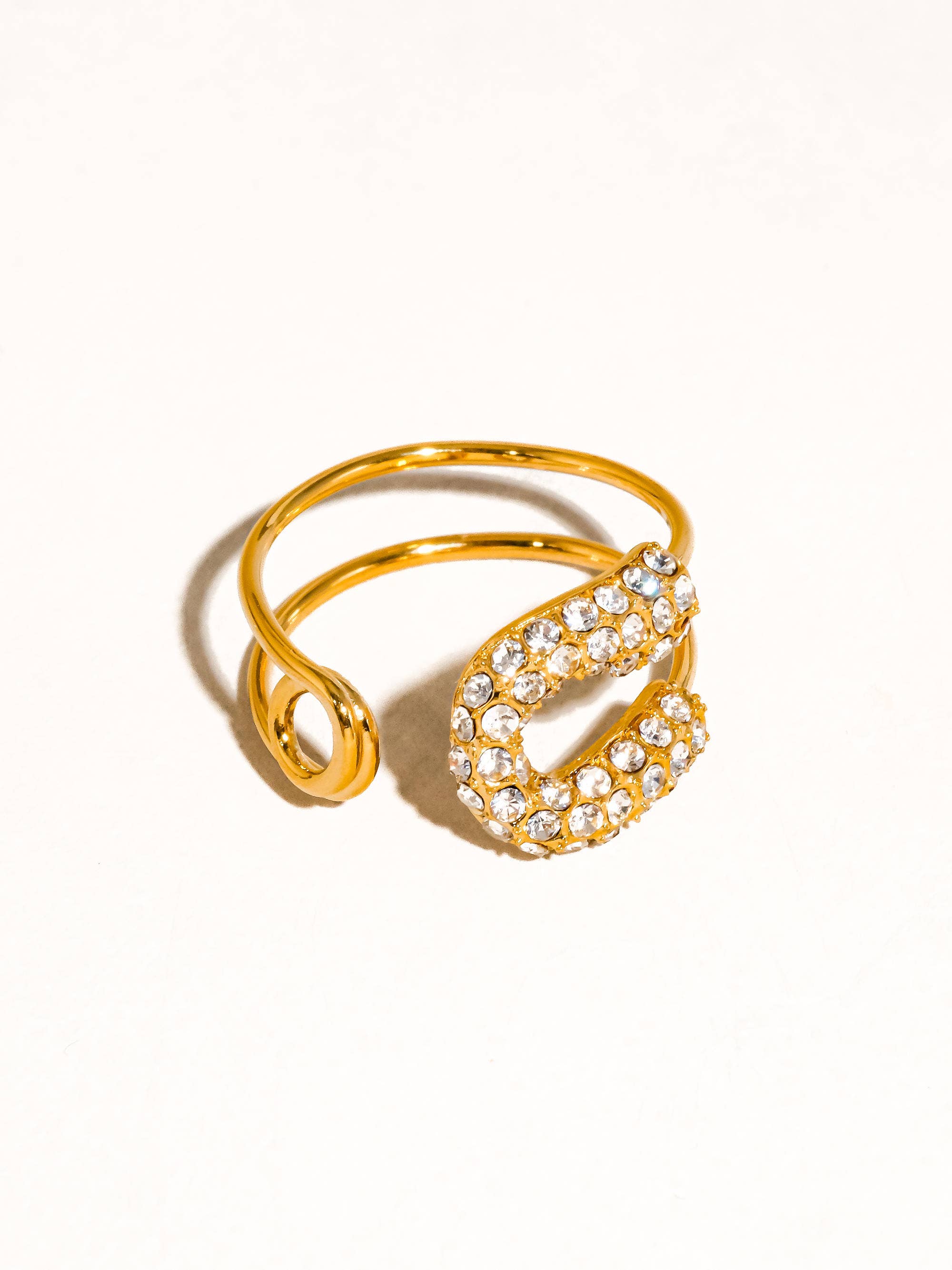 Flanerie Dante 18K Gold Non-Tarnish Rhinstone Glam Ring