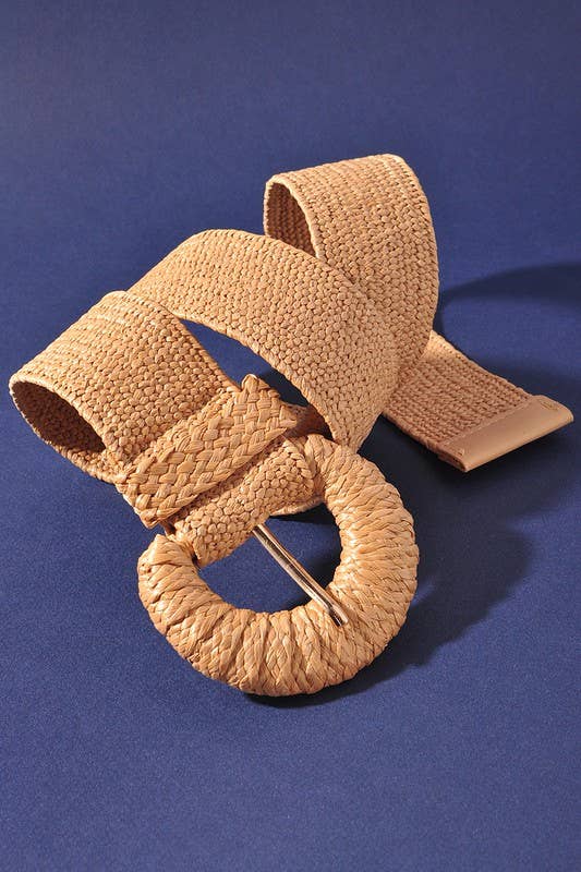 Thames Wrapped Half Moon Elastic Straw Belt-J1BIW50015