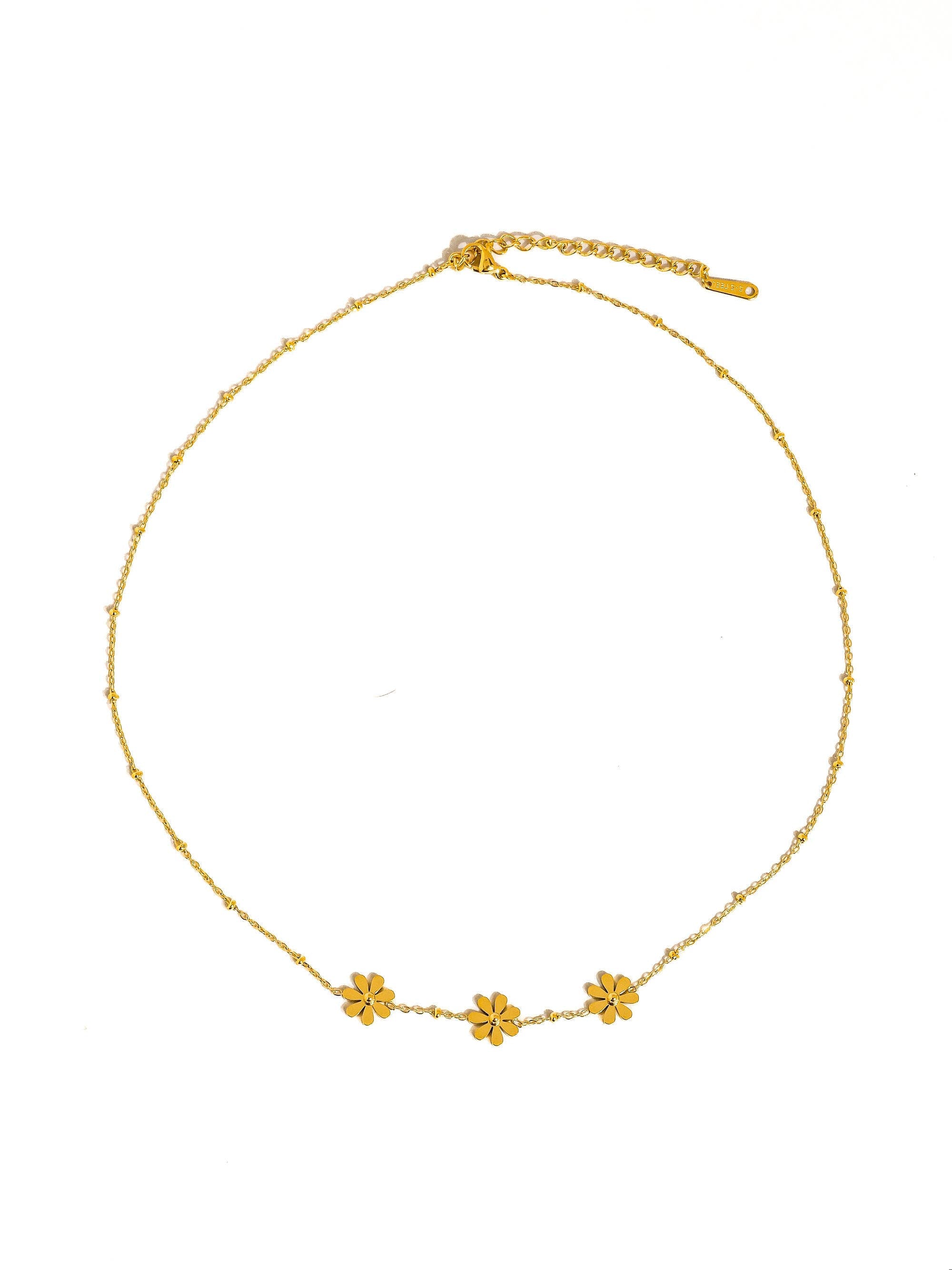 Flanerie Suzette 18K Gold Non-Tarnish Dainty Daisy Necklace