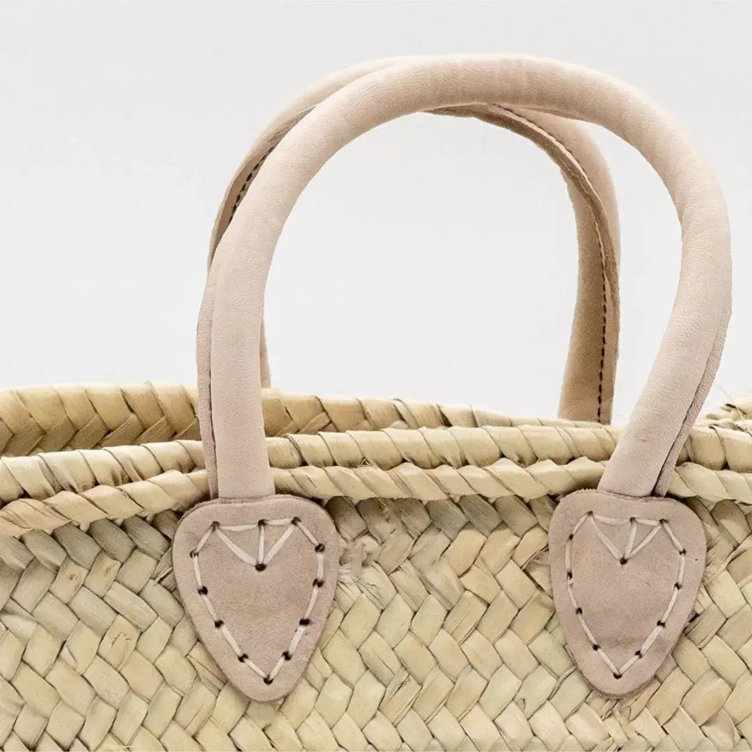 French Market Bags Small Straw Bag with Leather Handle