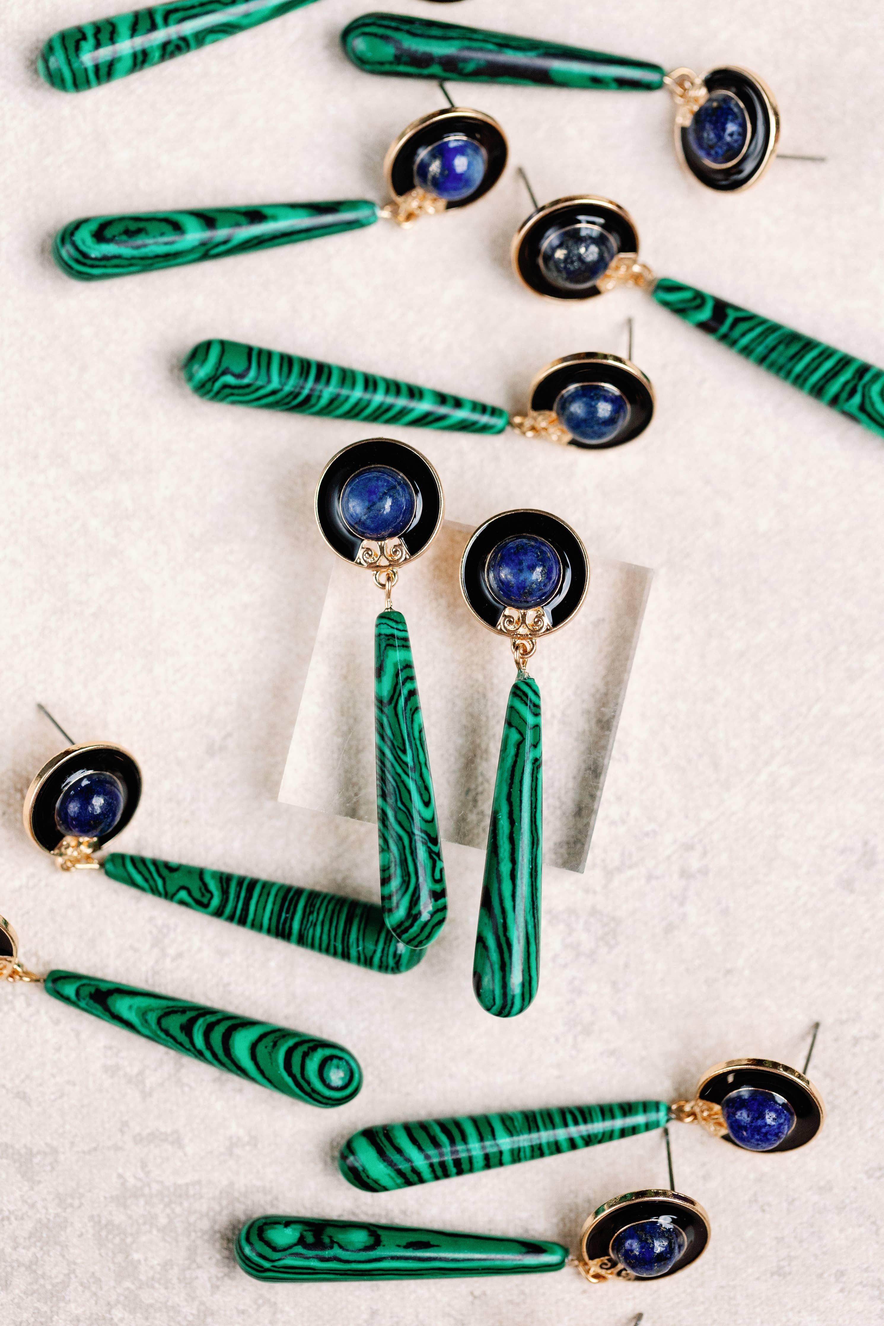 St Armand’s Lapis and Malachite Drop Earrings SAD319