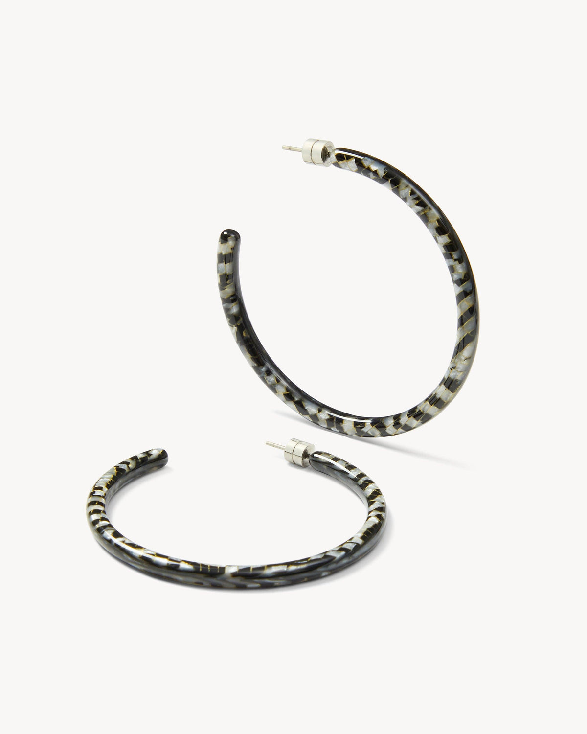 Machete Large Hoops in Perle Noir