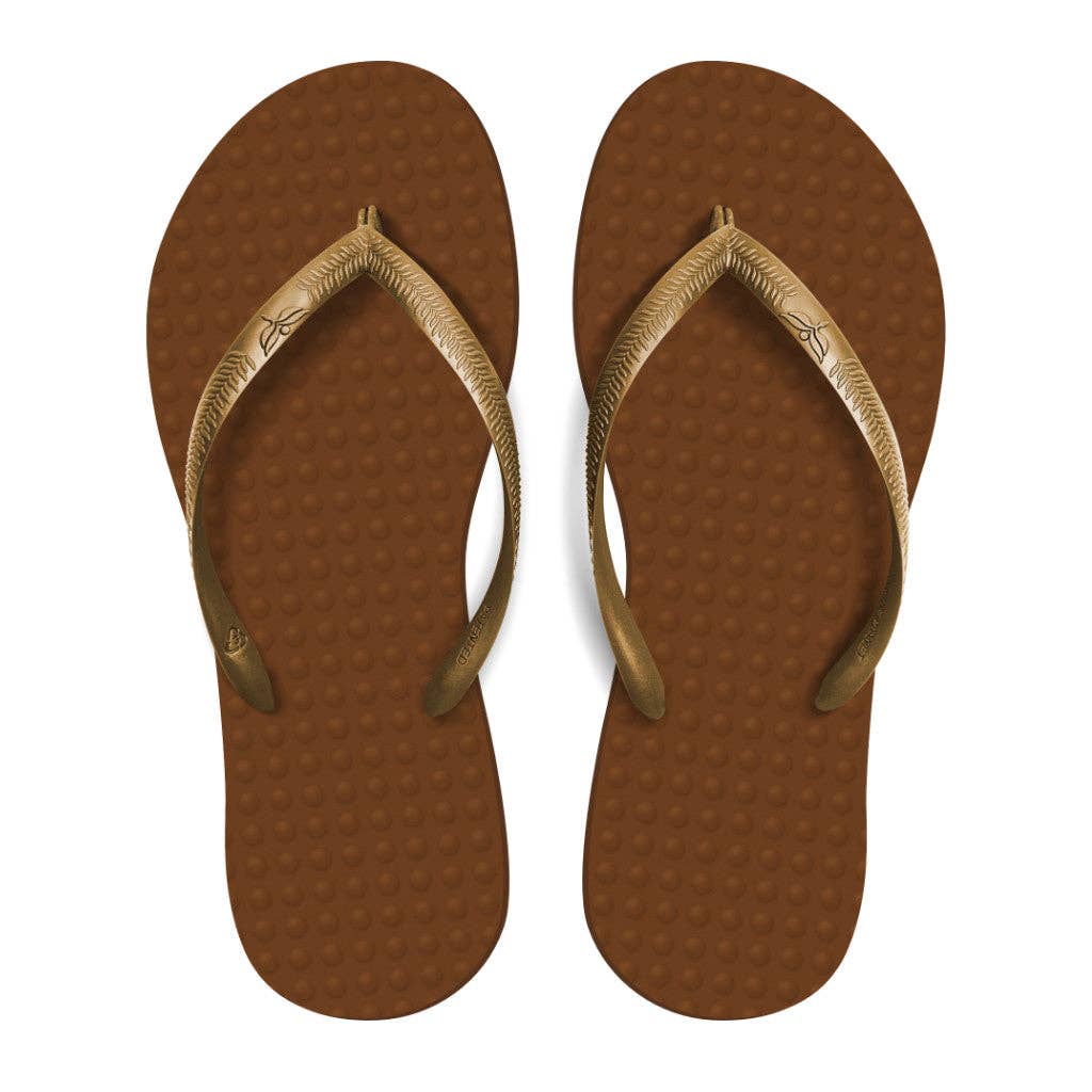 Green Sustainable Flip Flop Cocoa with Copper Straps