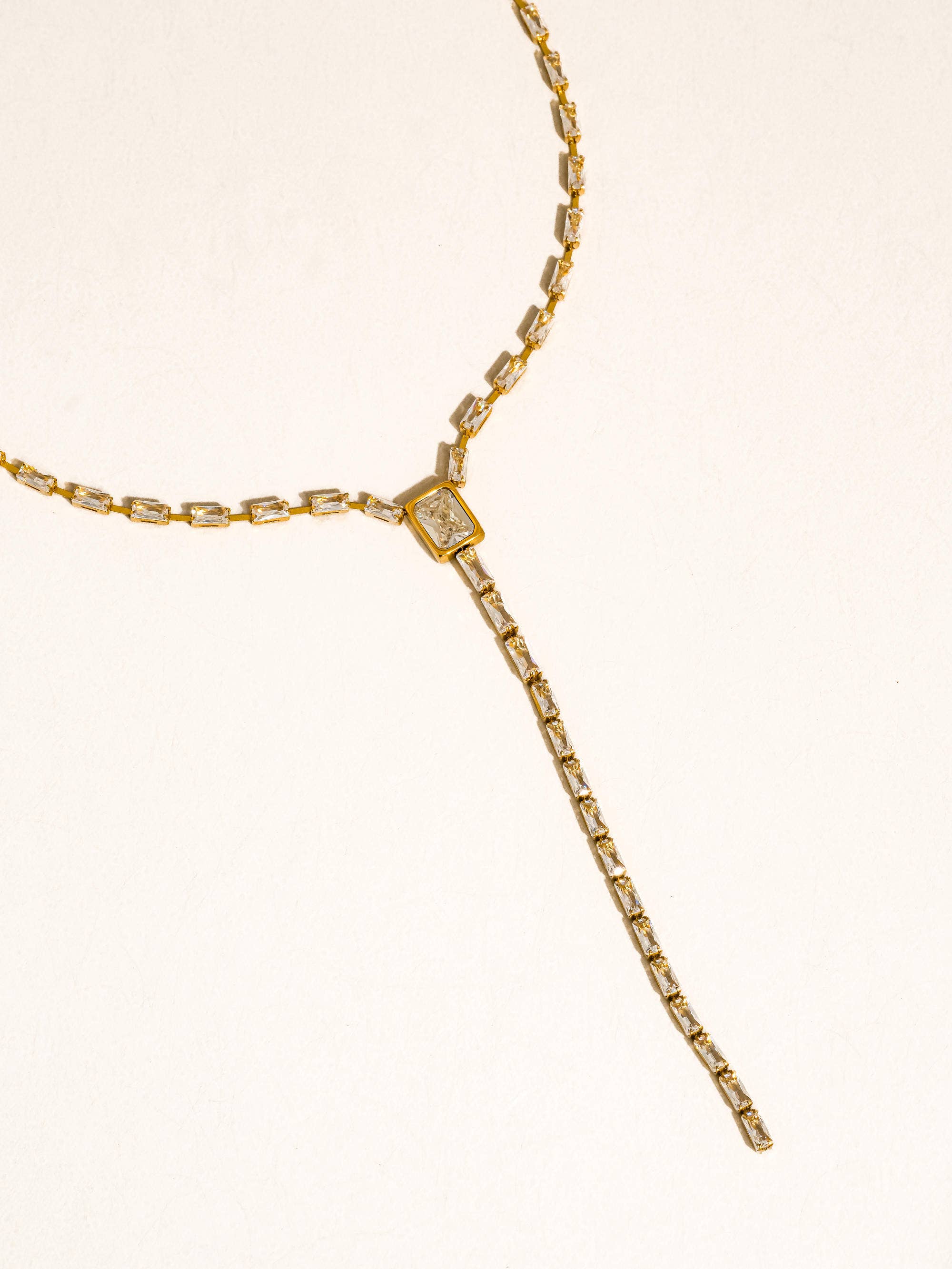 Flânerie Cieline 18K Gold CZ Lariat Necklace