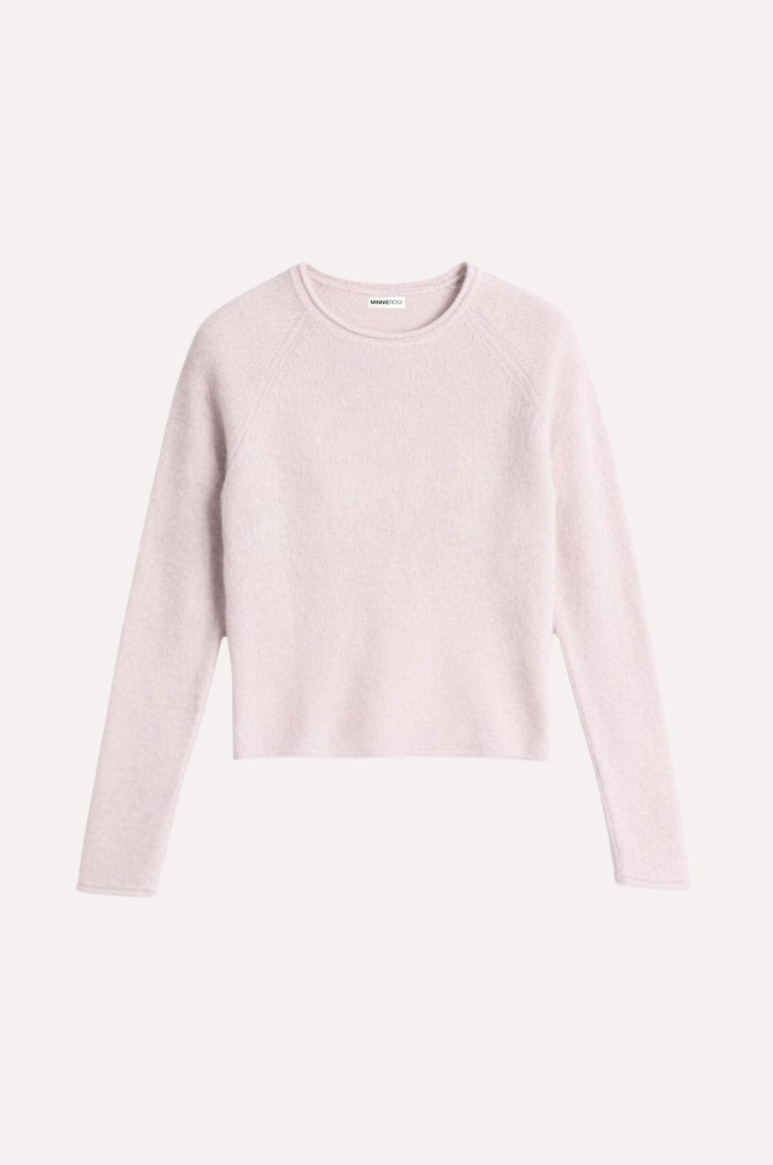 Minnie Rose Cashmere Raglan Crew With Rolled Trim