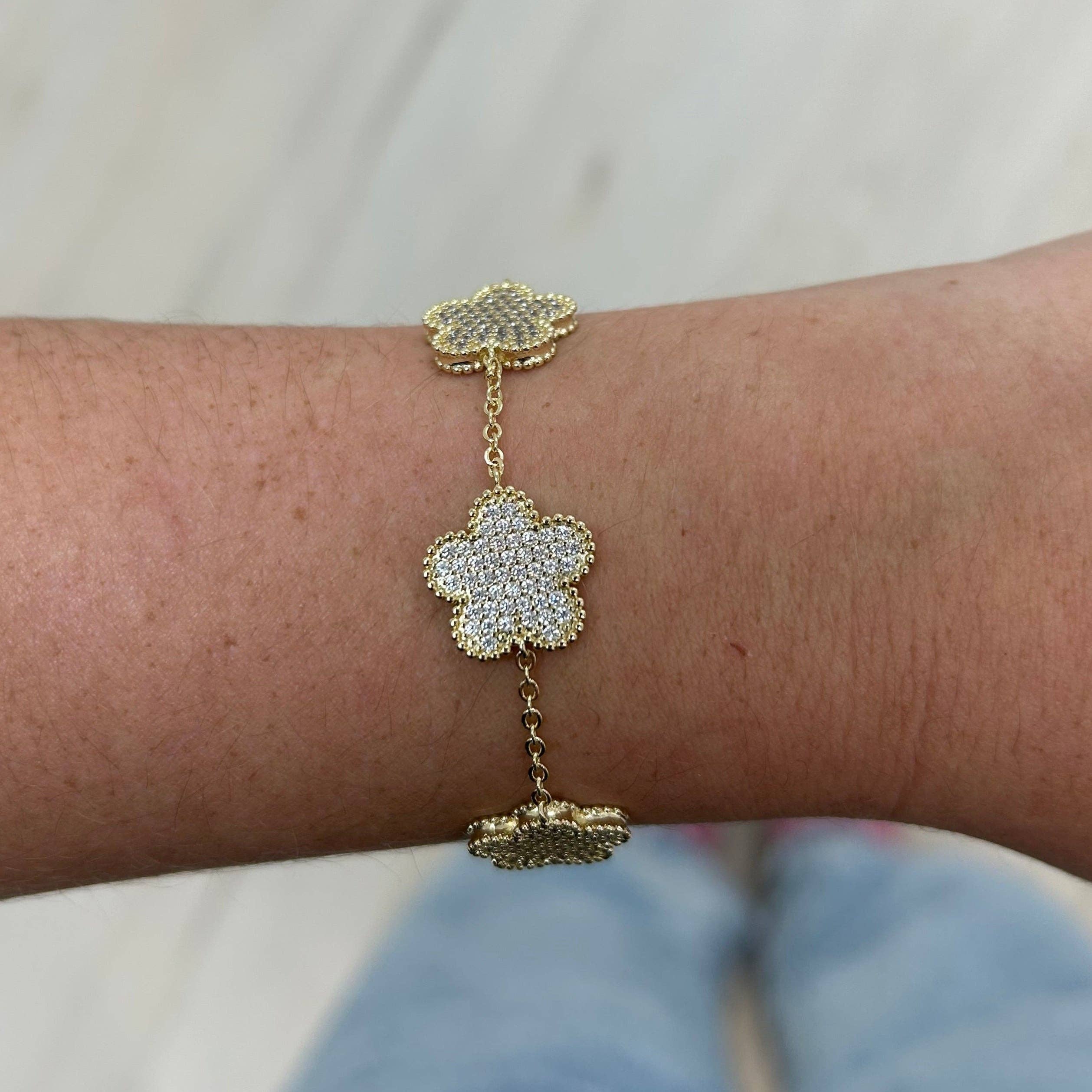 Sahira Adeline Clover Pave Bracelet