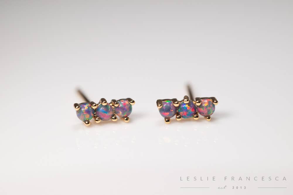 Leslie Francesca Mini Triple Royal Lavender Opal Studs