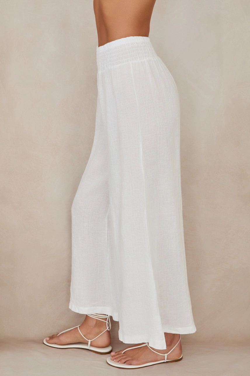 Milio Milano Linen Smocked Waist Palazzo Pant 80806