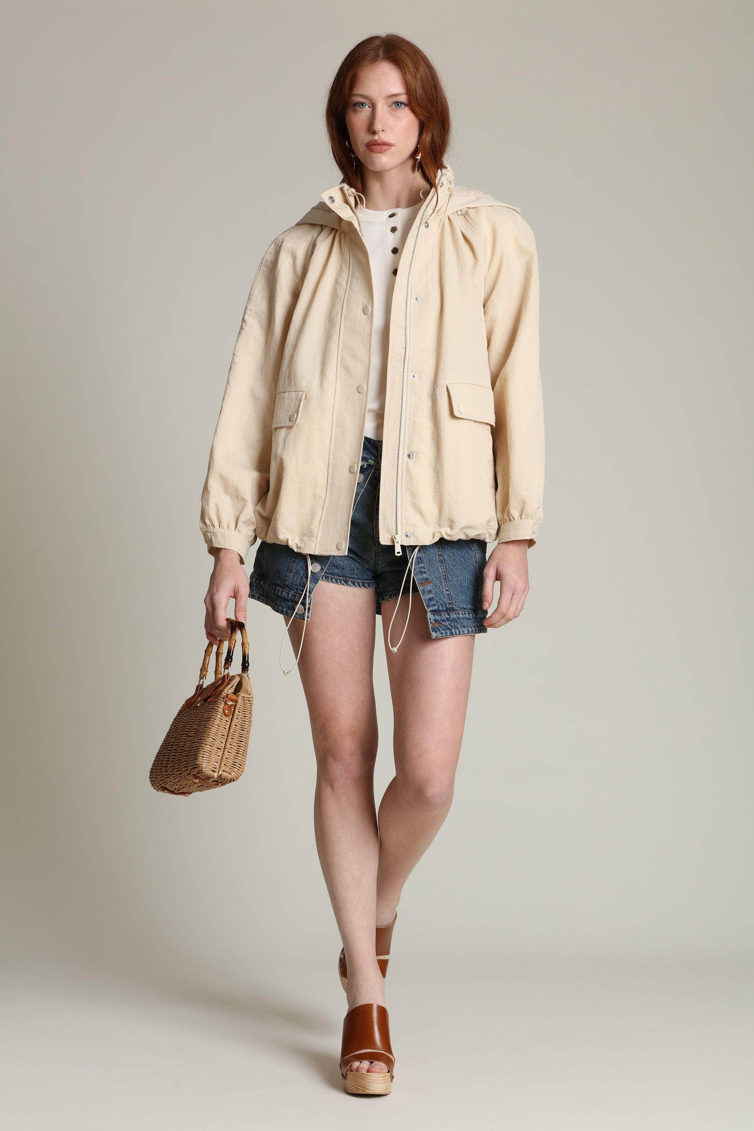 Avec Les Filles Nylon Balloon Sleeve Windbreaker