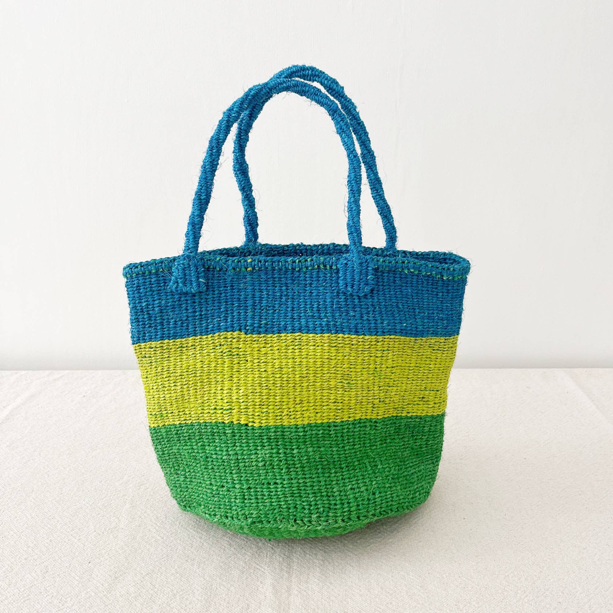 Amsha Medium Sisal Tote: Lime Stripe