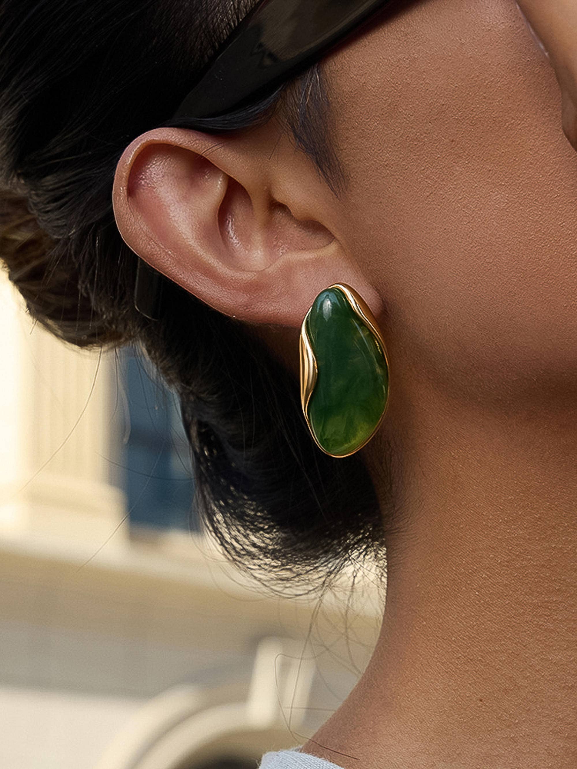 Flânerie Maélie 18K Gold Non-Tarnish Resin Drop Earrings