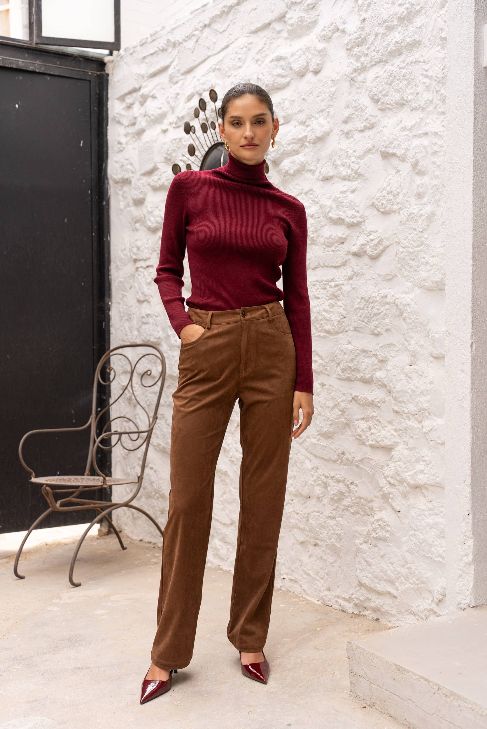 Carmine Paris High-Waisted Straight Leg Pants P-5555