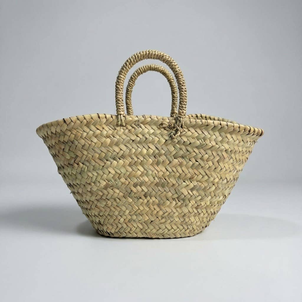 French Basket Bags Natural Handwoven Palm Leaf Market Tote #15