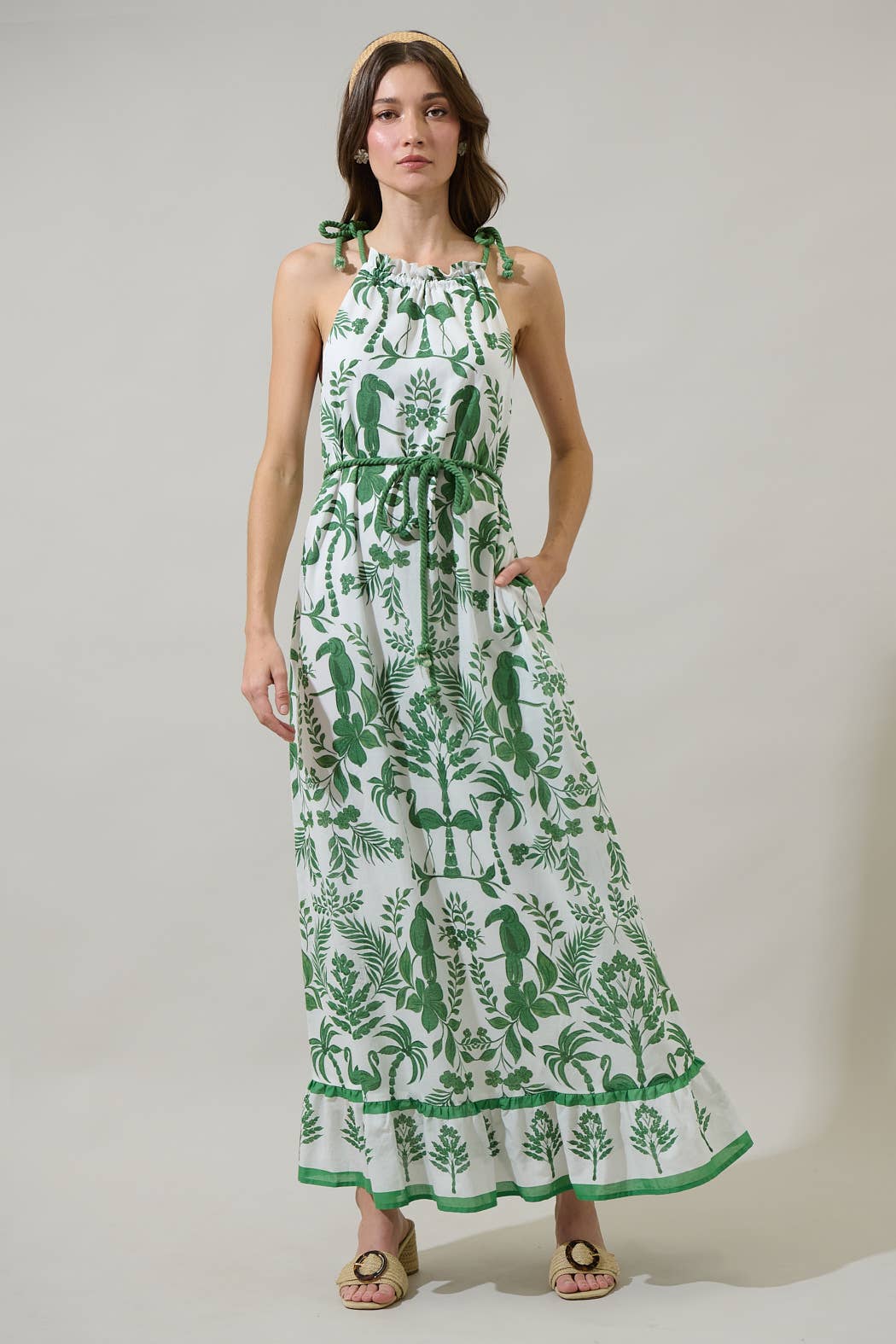 Sugarlips Kimana Floral Kay Halter Neck Maxi Dress