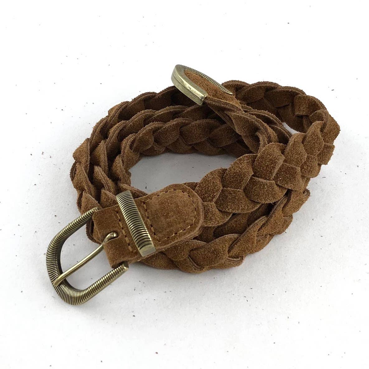 European Leather Collection Braided Suede Belt