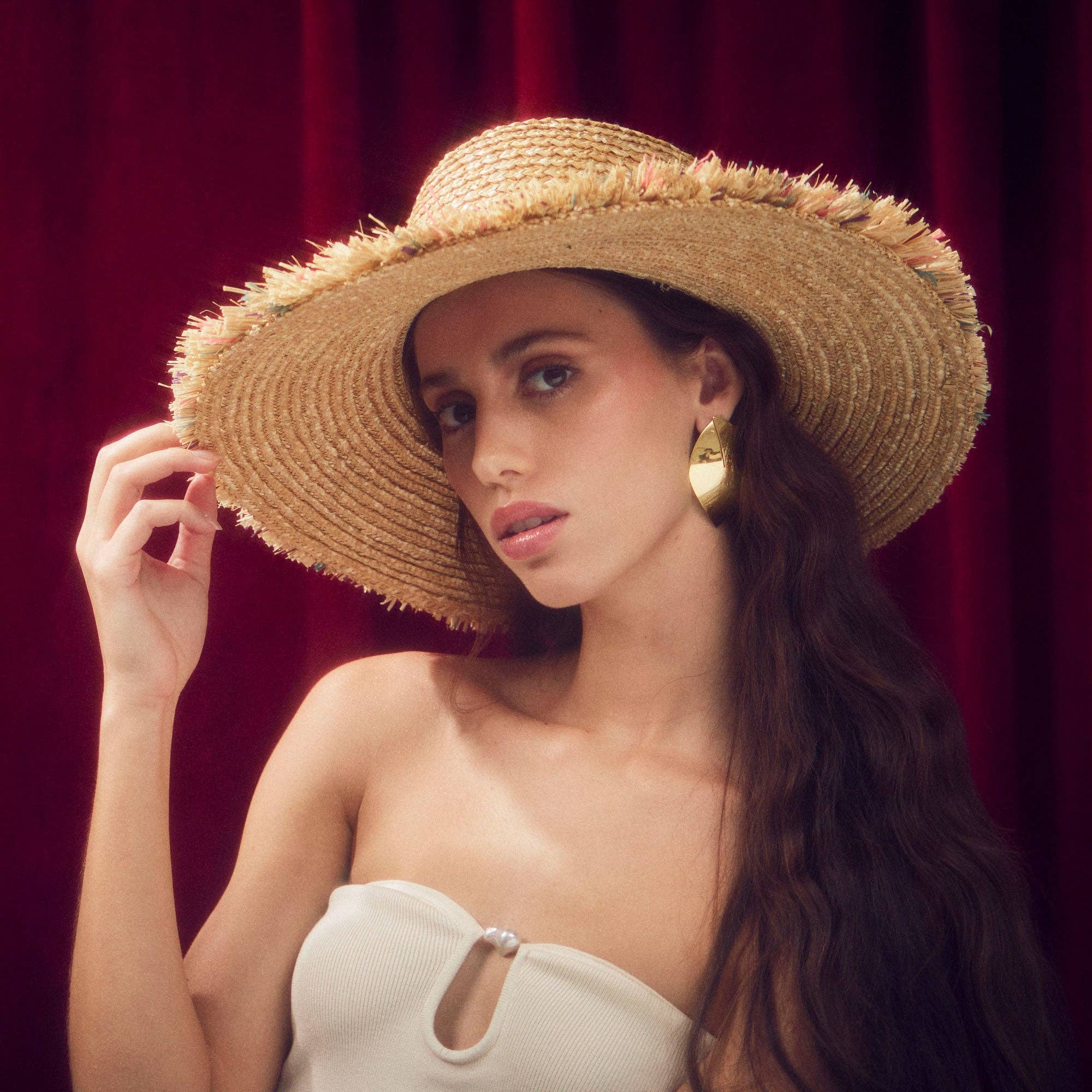 Lele Sadoughi Desert Sunset Fringe Straw Hat