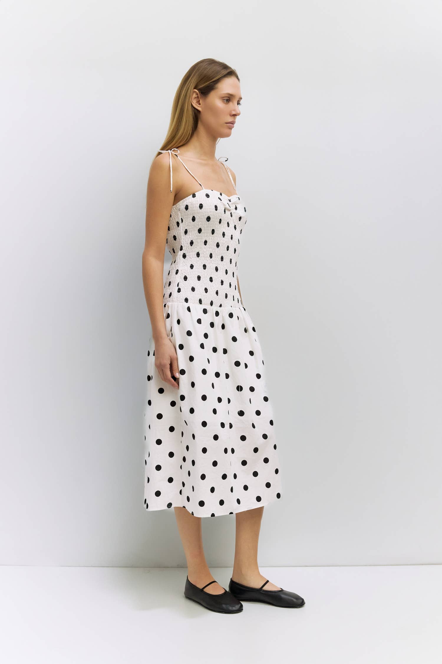 All Row The Natalie Dress | Smocked Polka Dot Midi Dress