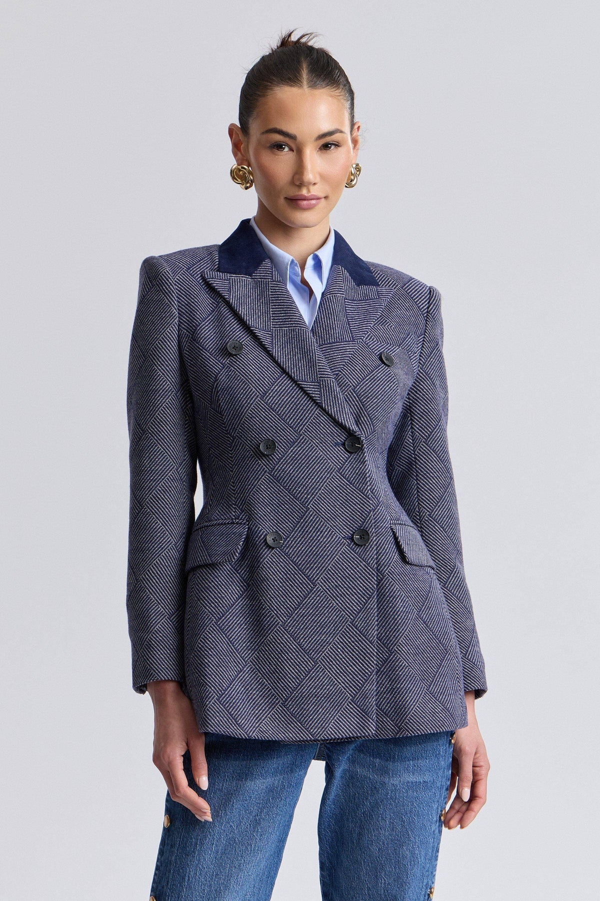 Avec Les Filles Basketweave Hourglass Blazer 84920