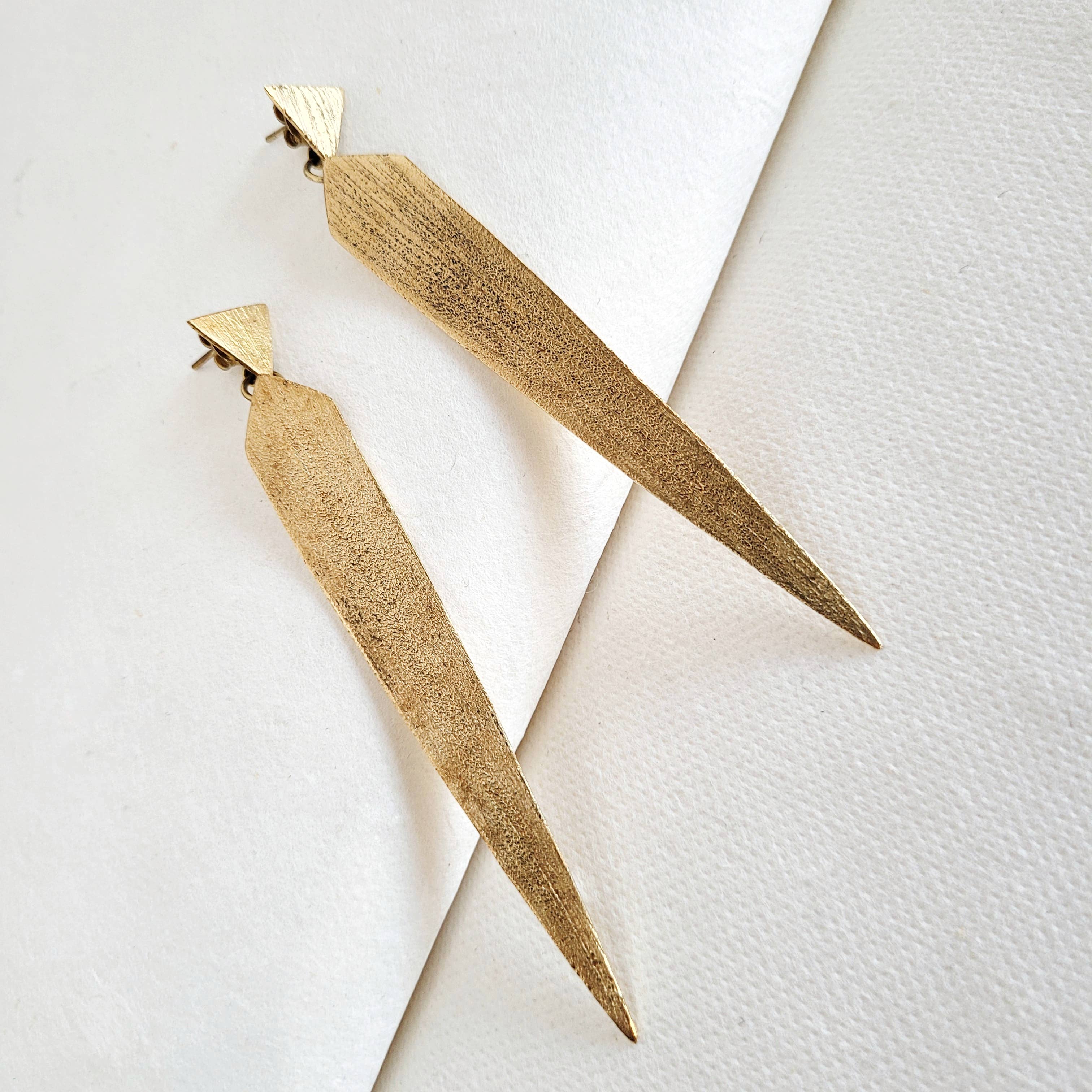 Bisjoux Brass Brushed Handmade Drop Earrings