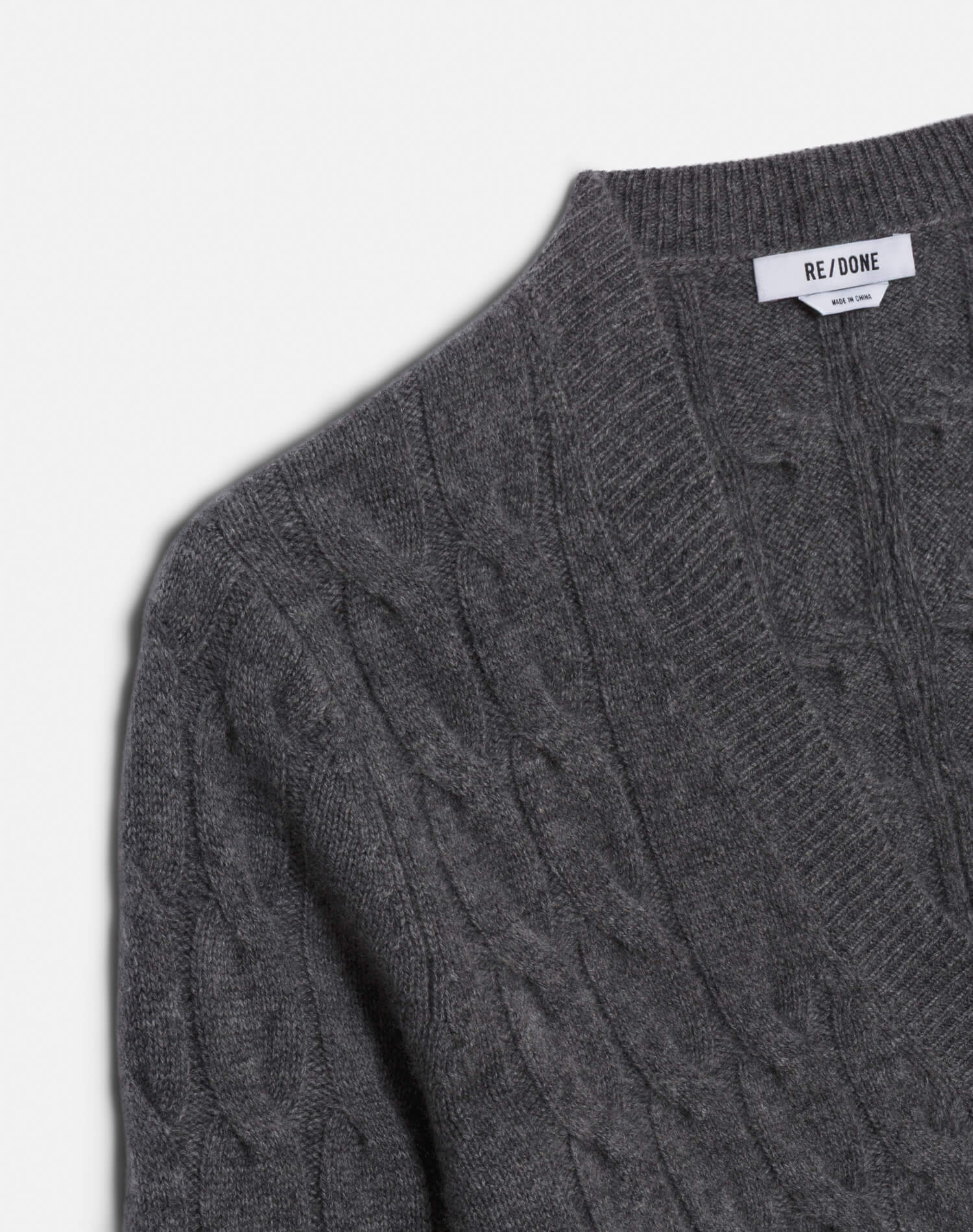 RE/DONE Cable V Neck Cardigan 697-10WCABCAR