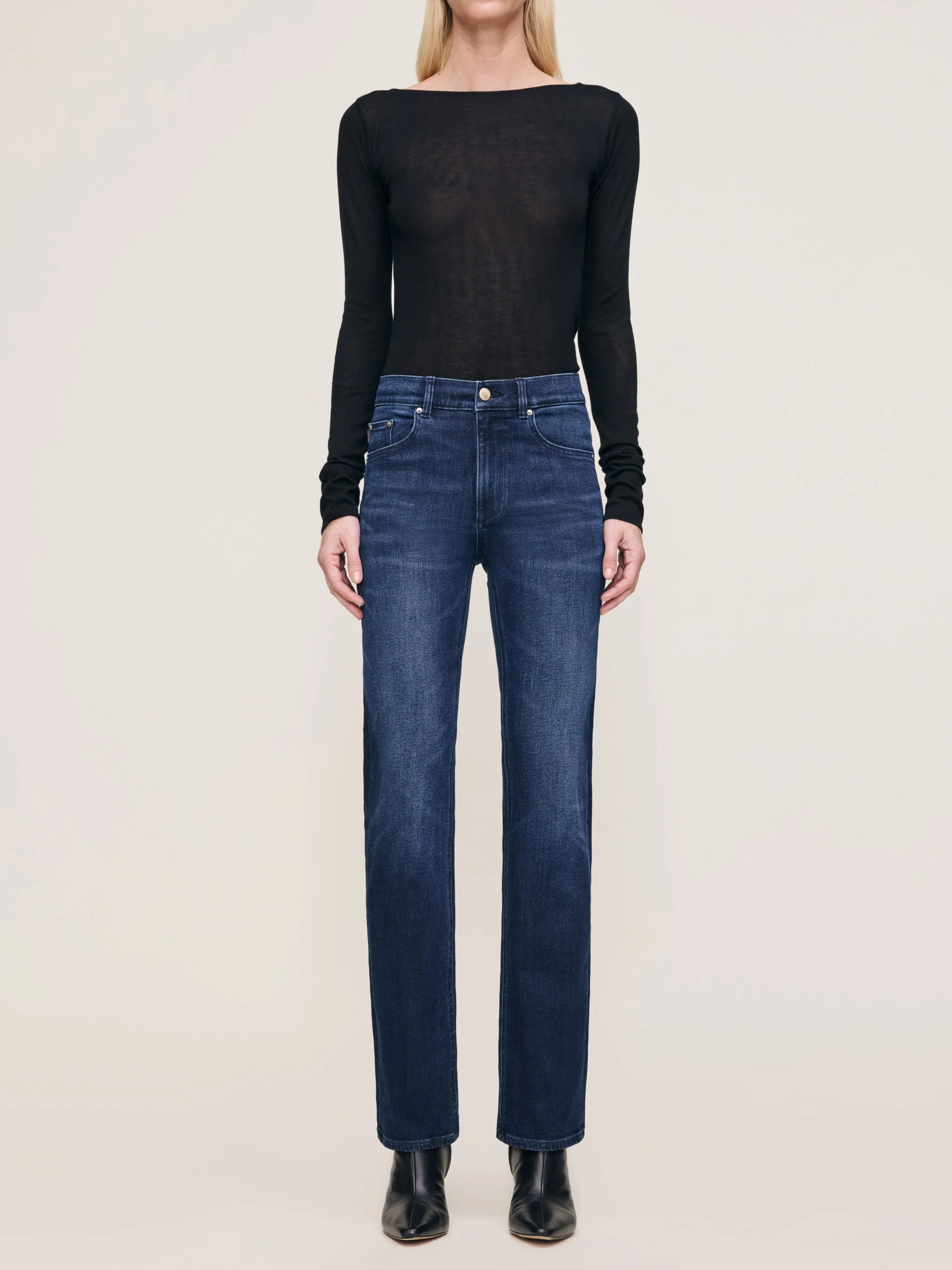 DL1961 Patti Straight High Rise 31" Jean in Blue Cave 14035