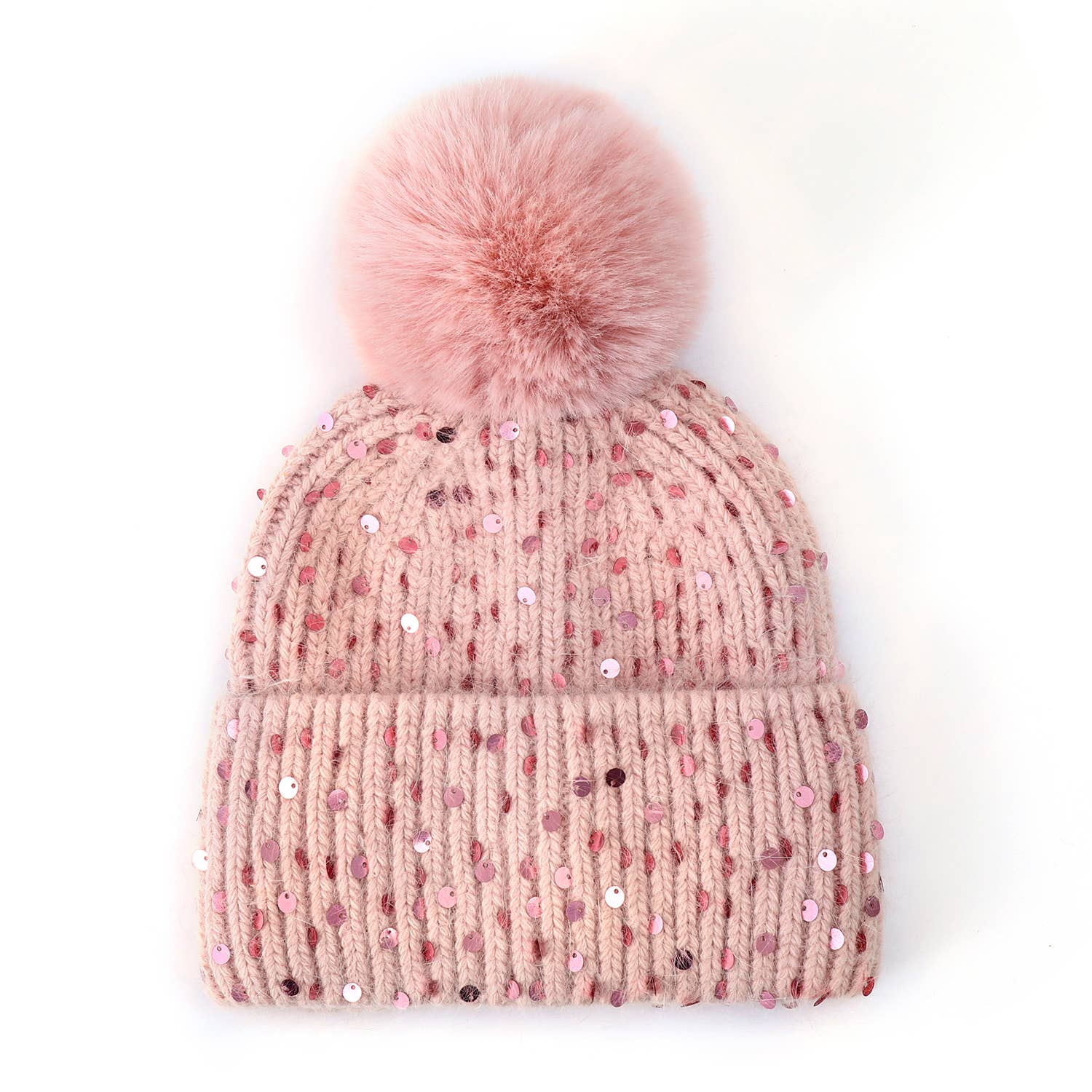 Thames Collection Wool Sequin Pompom Hat