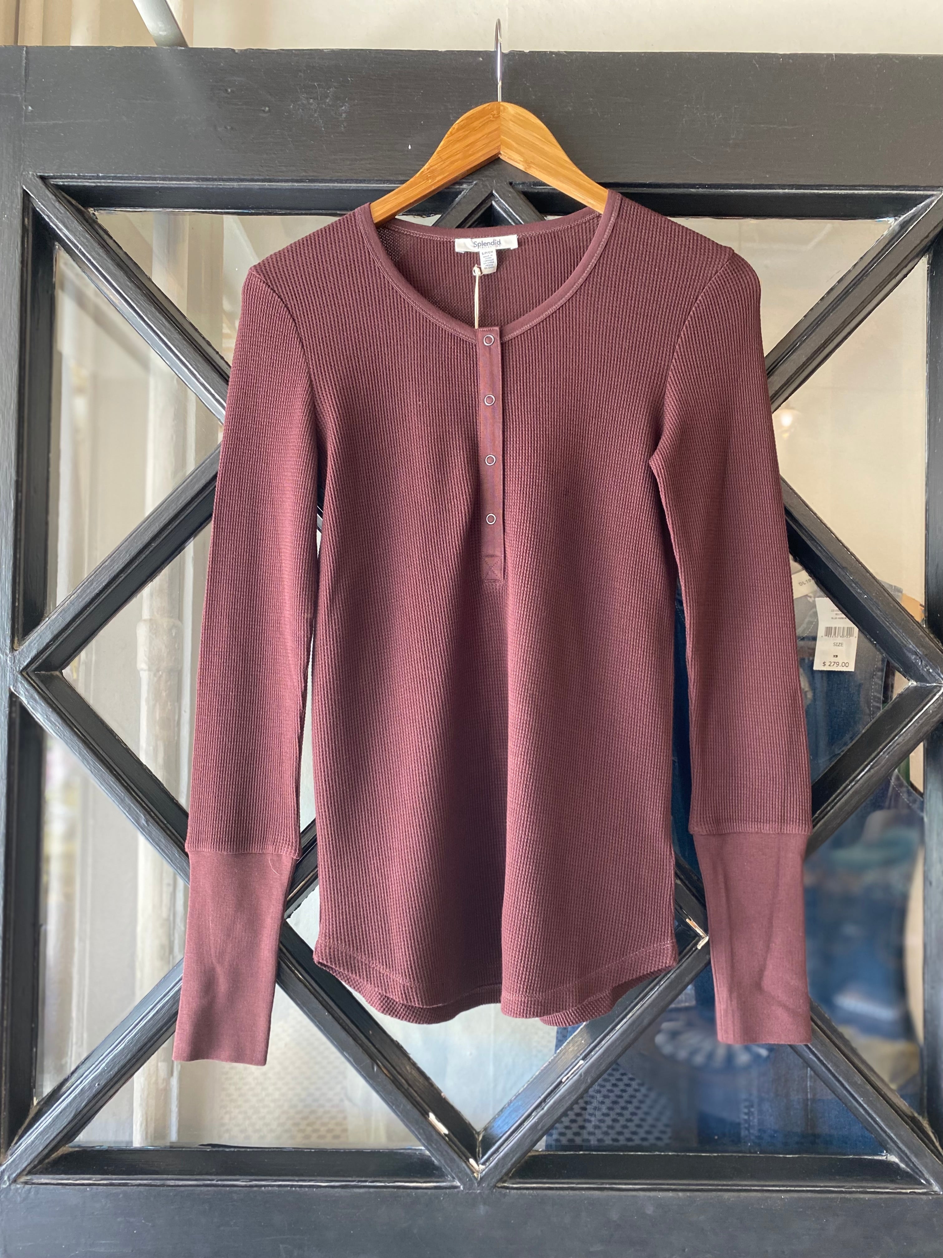 Splendid Thermal Forever Henley Dark Plum RF8K630