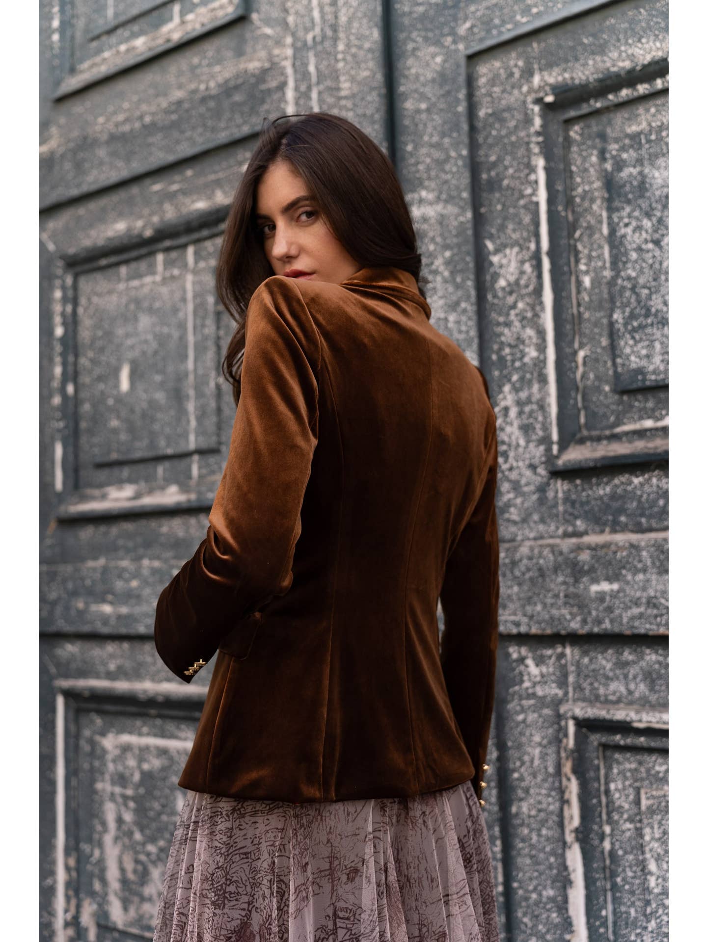 Carmine Paris Velvet Jacket with Gold Buttons V1721N