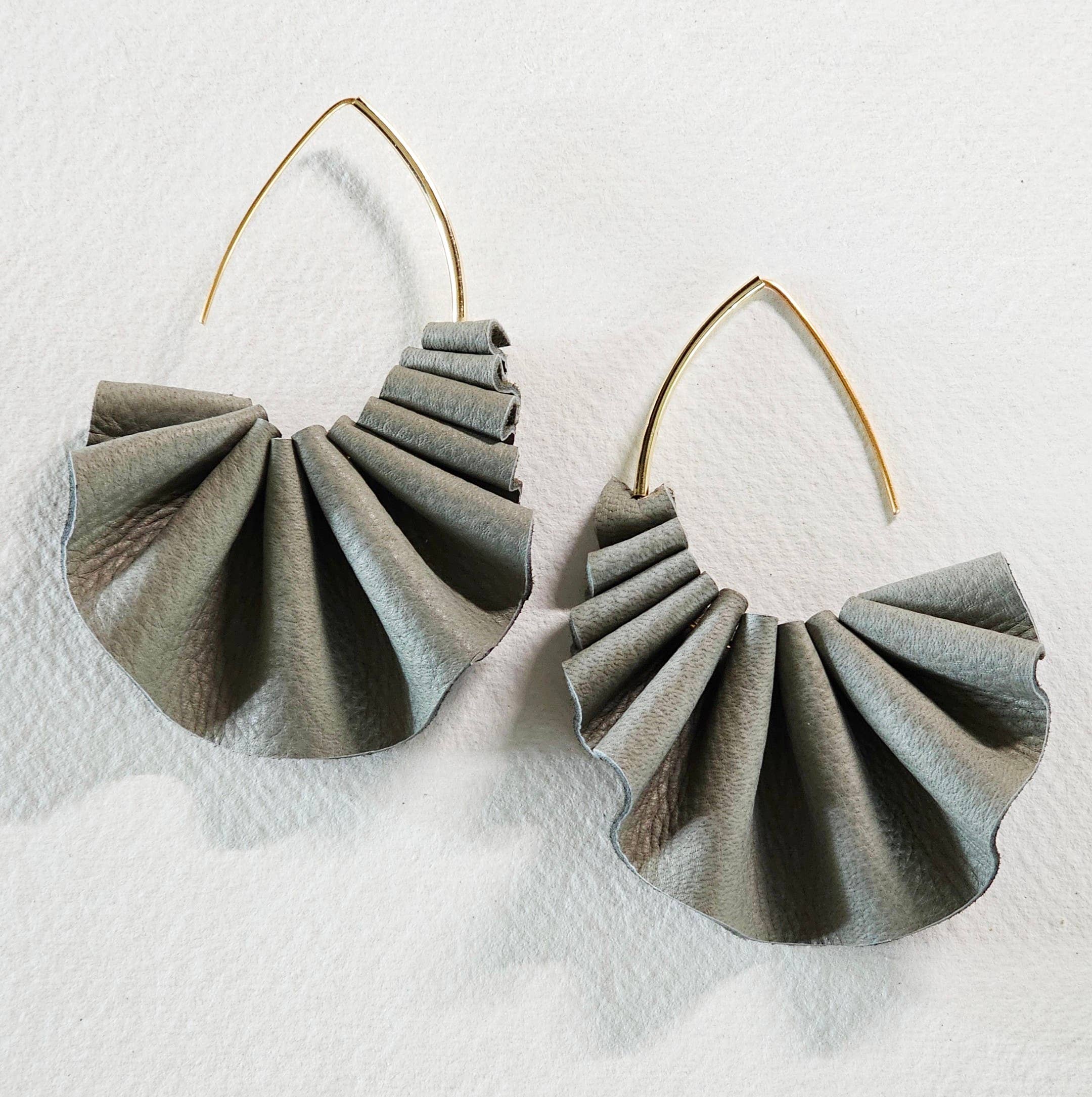 Bisjoux Pleated Leather Hoop Earrings