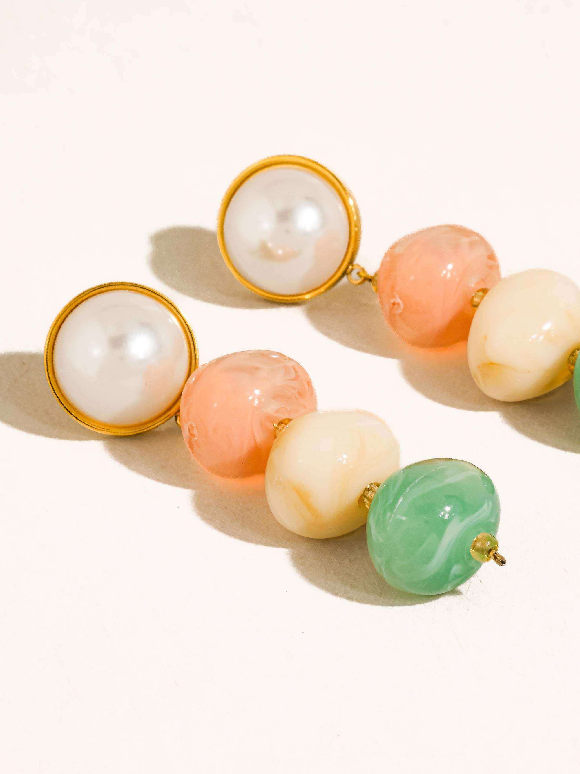 Flânerie Alani 18K Gold Vintage Pastel Beaded Earring