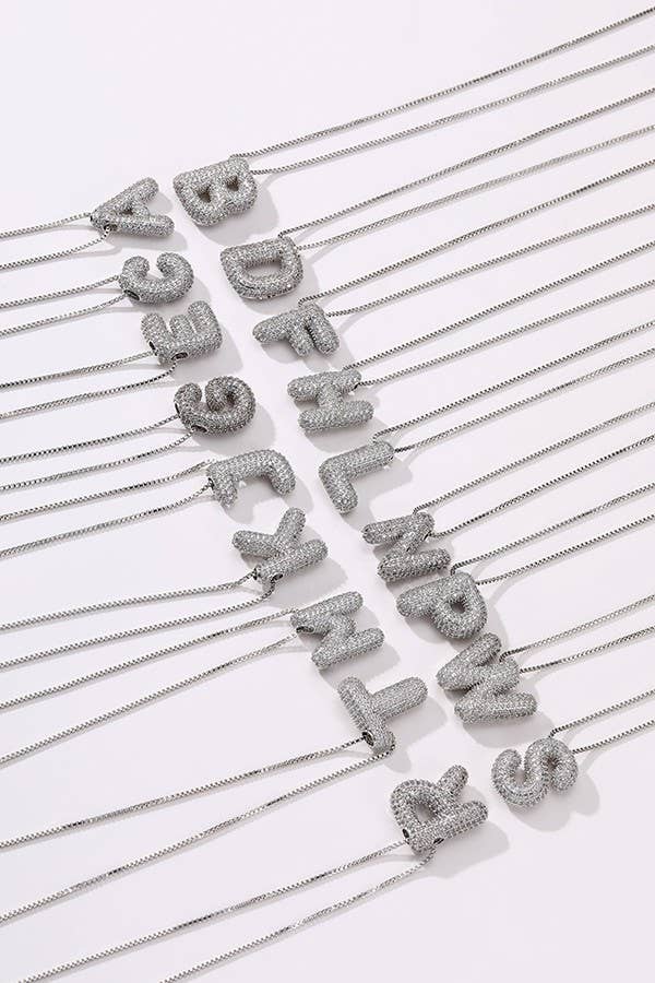 Josslyn Initial Pave Rhinestone Balloon Necklace 80N751