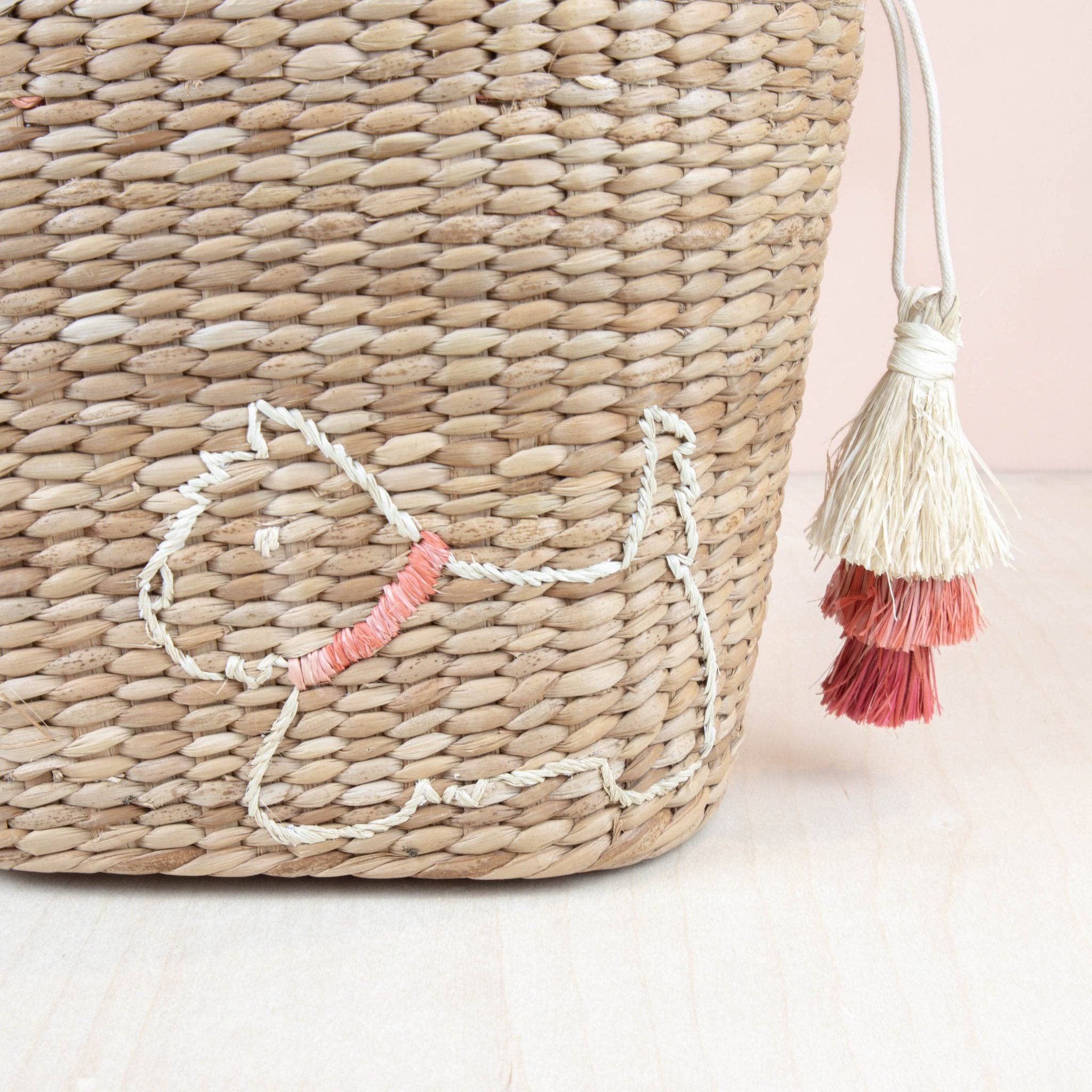 Mini Straw Tote Bag with Embroidered Westie - Woven Handbag | LIKHA