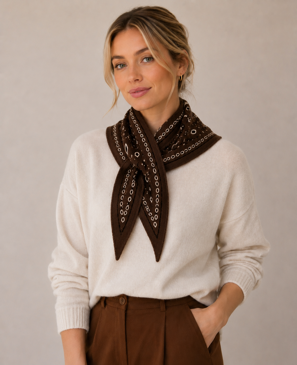 Catherine's Bandana Knit Scarf w/Pull through closure TR-15