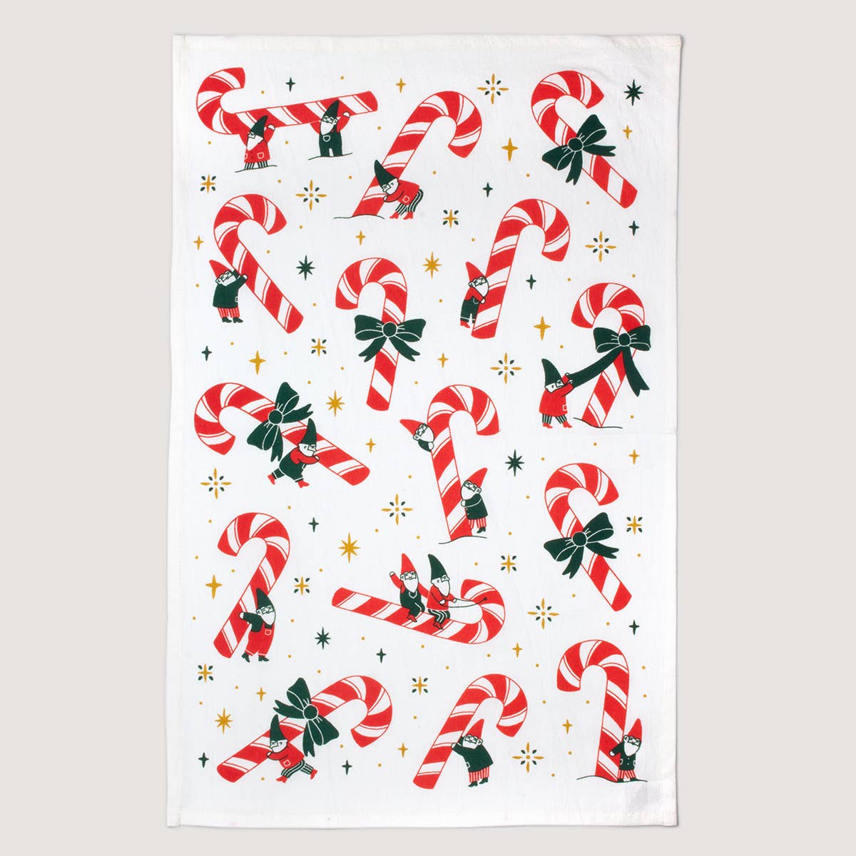 Seltzer Goods Candy Cane Gnomes Tea Towel