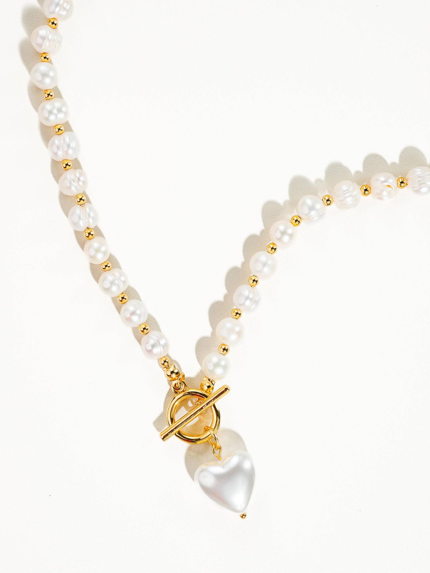 Flanerie Wren Vintage Natural Pearl Heart Necklace