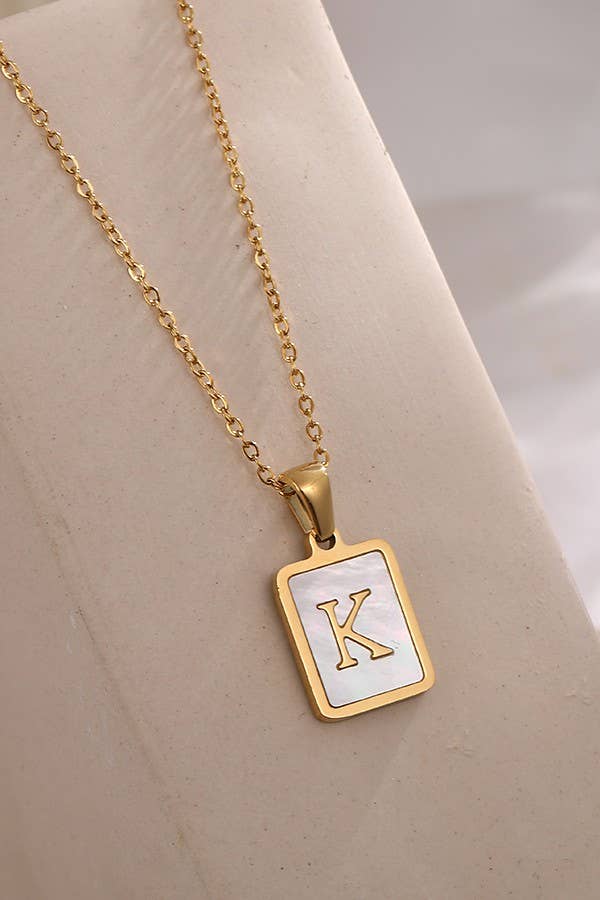 Josslyn MOP Initial Card Necklace 40NK314