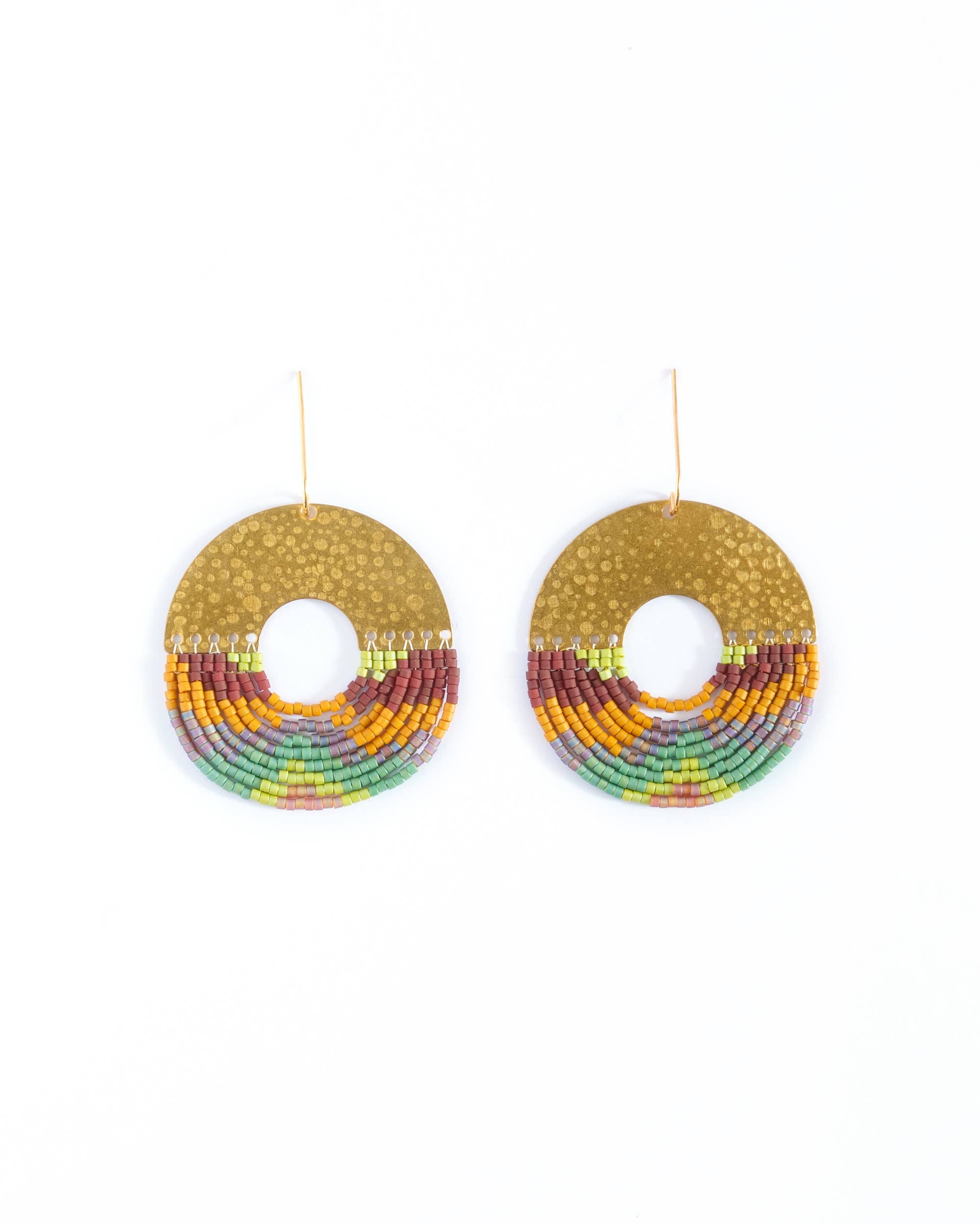 Mayana Beaded Handwoven Organic Circular Fringe Earrings