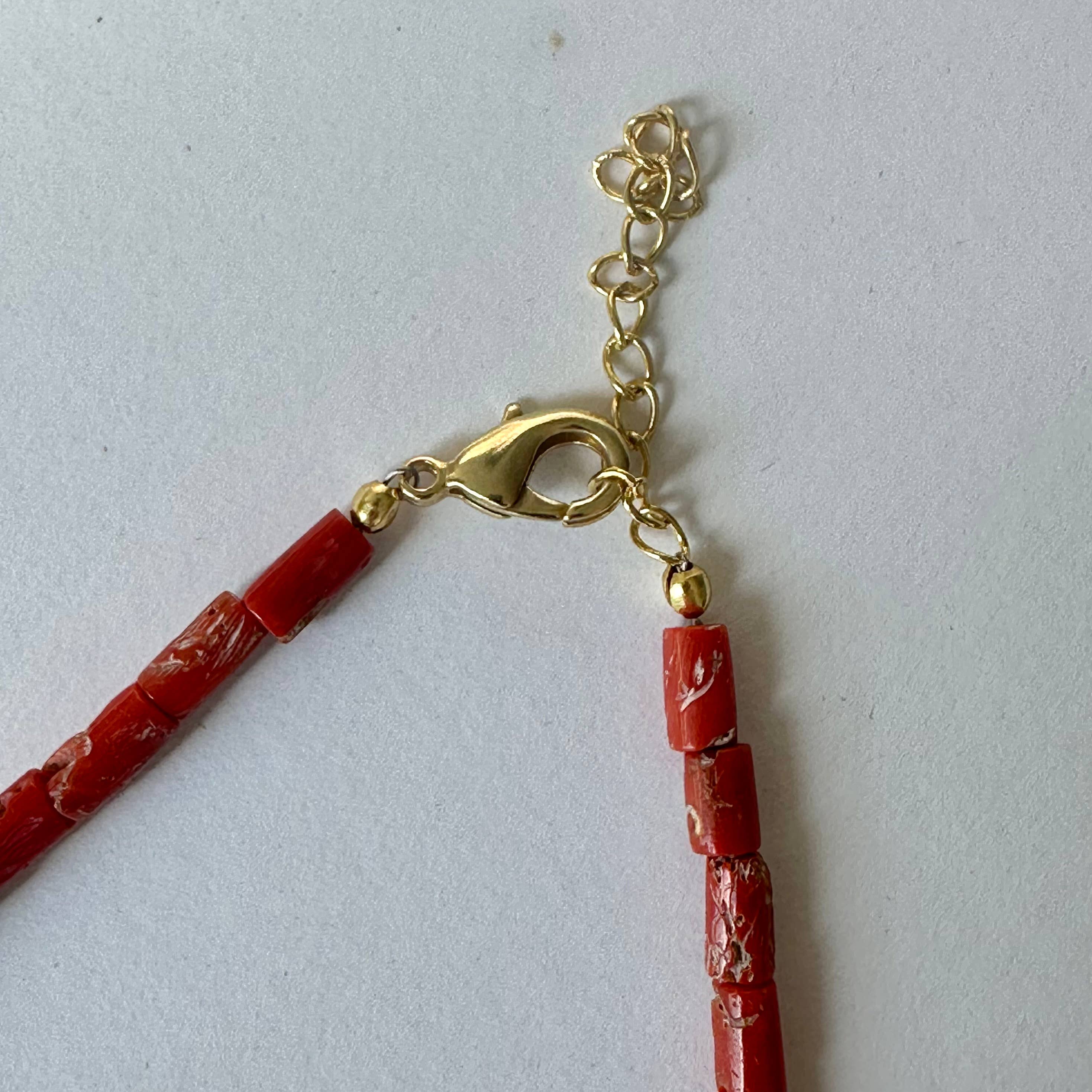 Anokhi Green Italian Coral Tube Bead Necklace