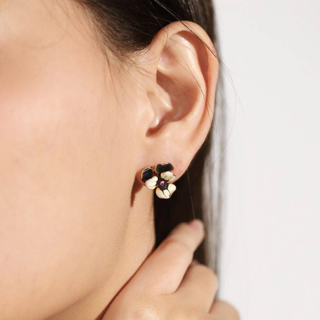 Tai Enamel Pansy Studs HME-01