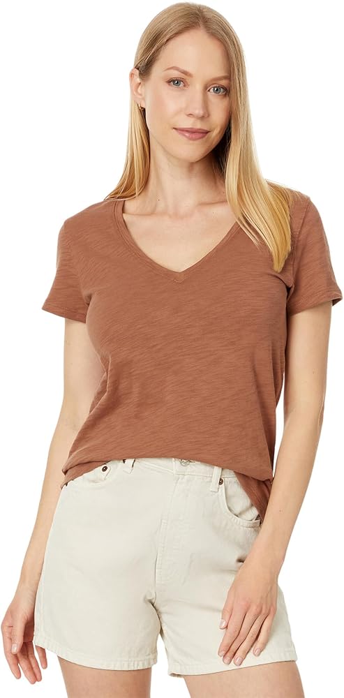 Lilla P V-Neck Short Sleeve Back Seam Tee