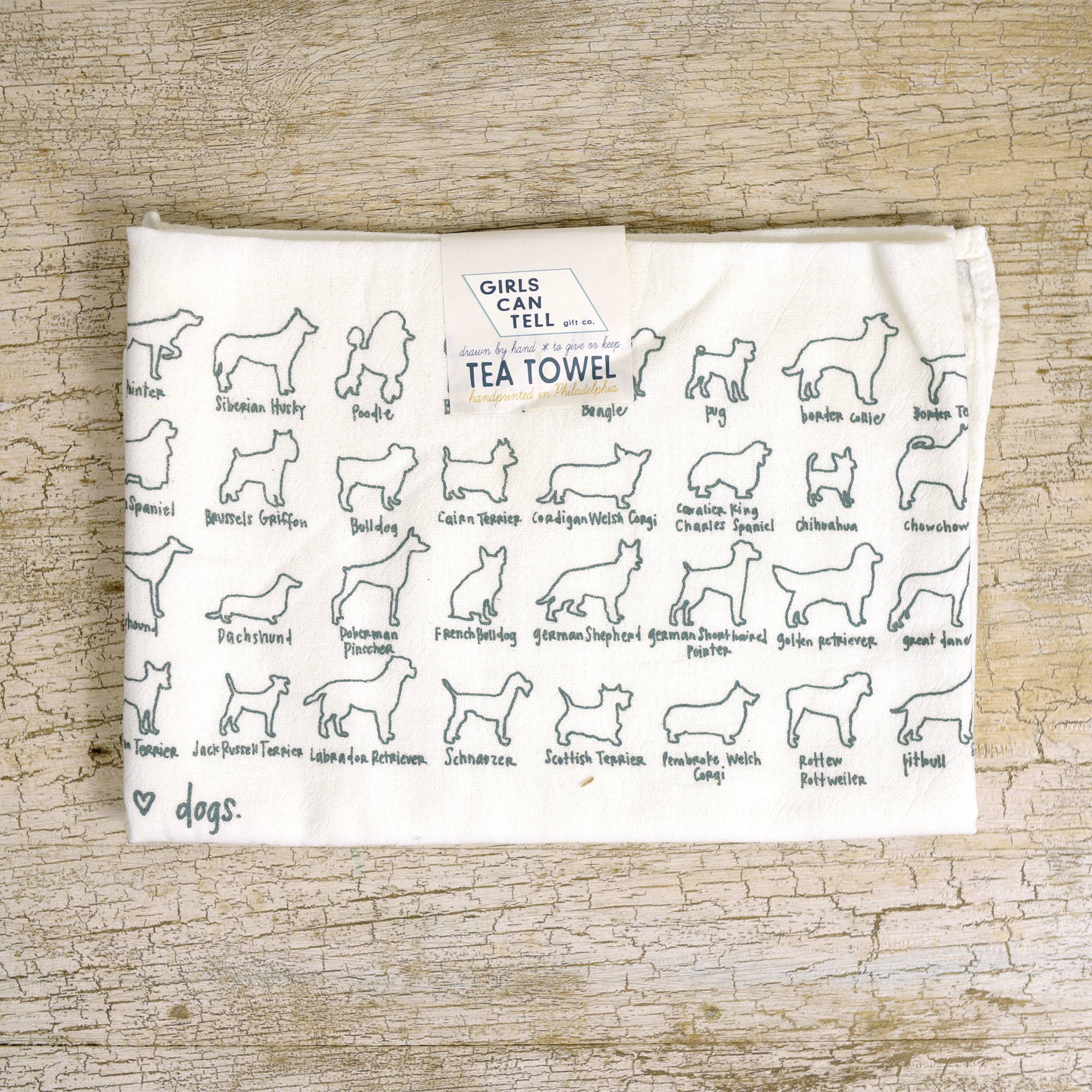 Girls Can Tell Dogs Tea Towel