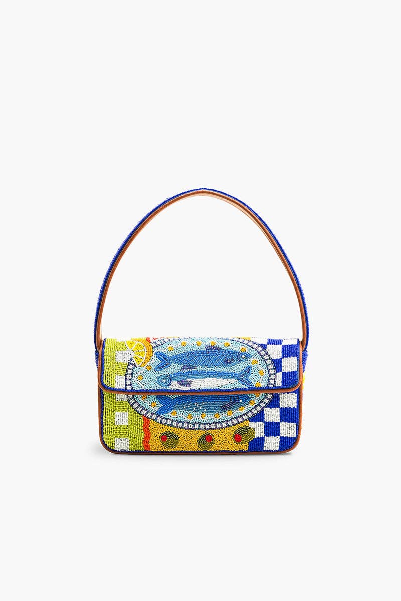 America & Beyond Mediterranean Sardine Hand-Beaded Shoulder Bag