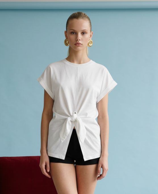 Heyson Front Knot Short Sleeve Knit Top SOT1375