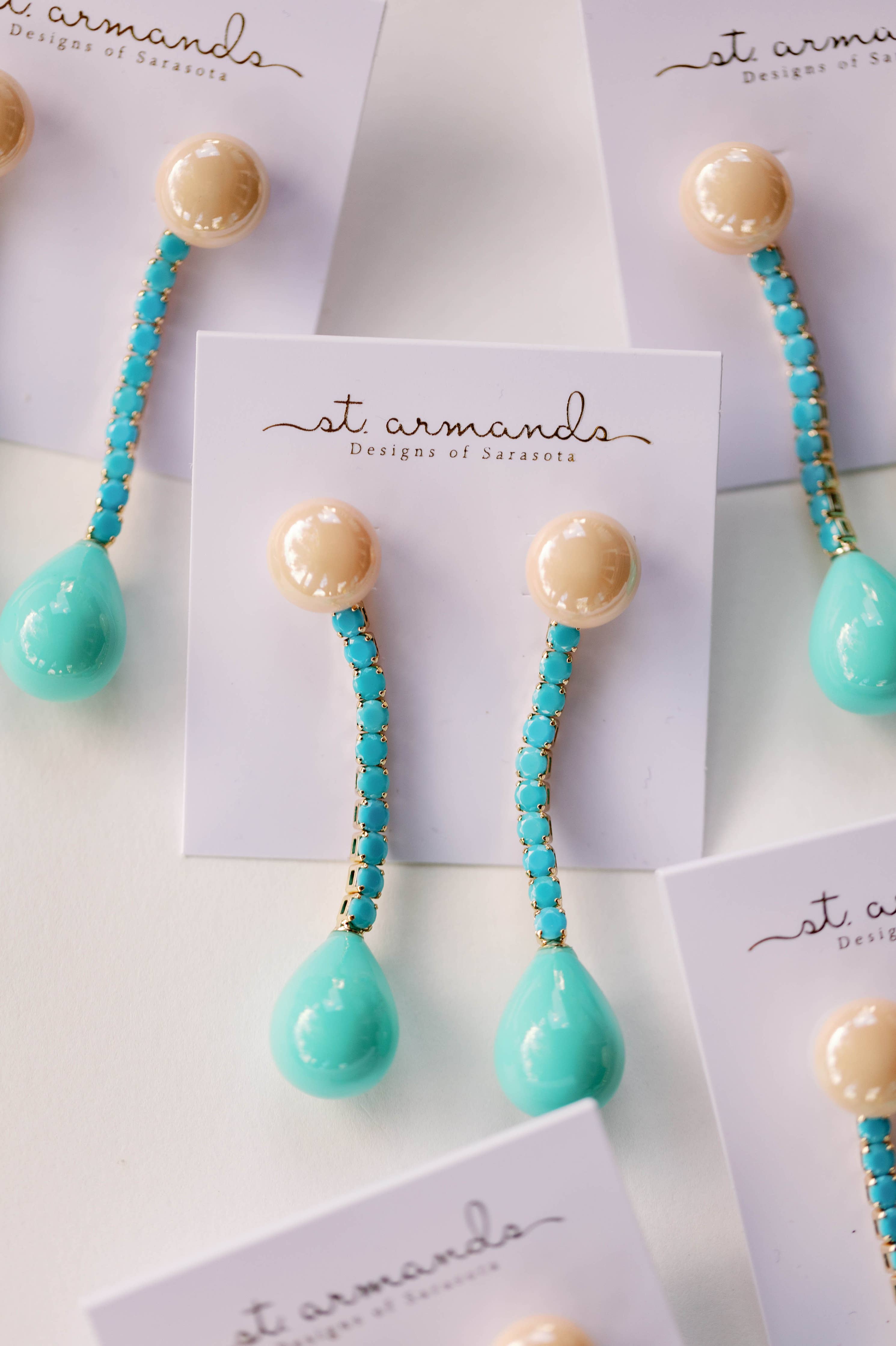 St. Armands Turquoise and Coral Swingy Statement Earrings