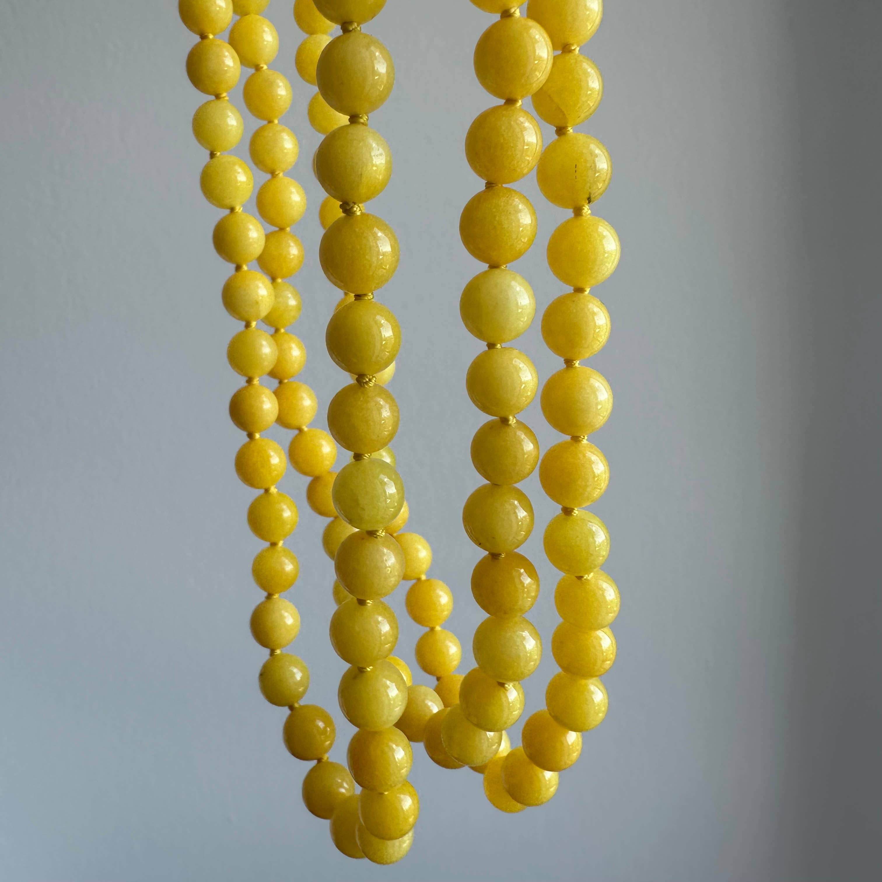 Anokhi Green Yellow Jade Summer Necklace | Knotted Bead NKK44C