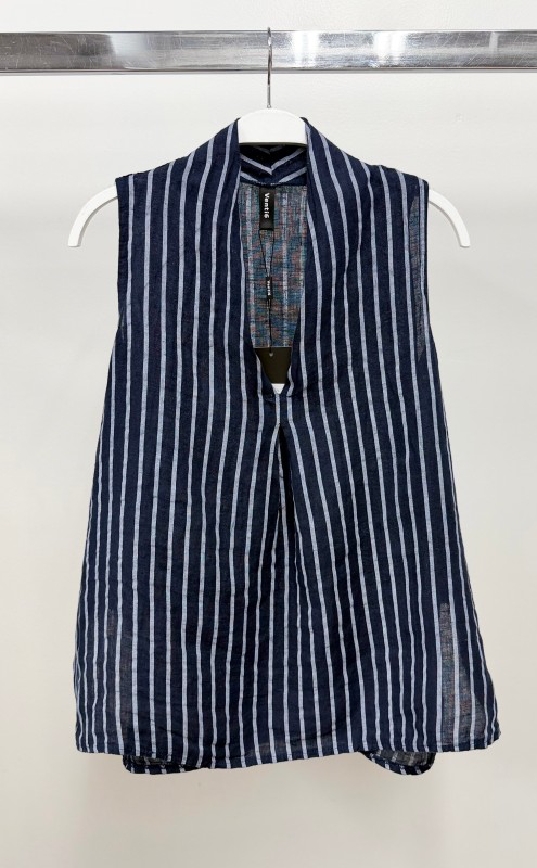 Milio Milano Striped Linen Sleeveless Top 2557