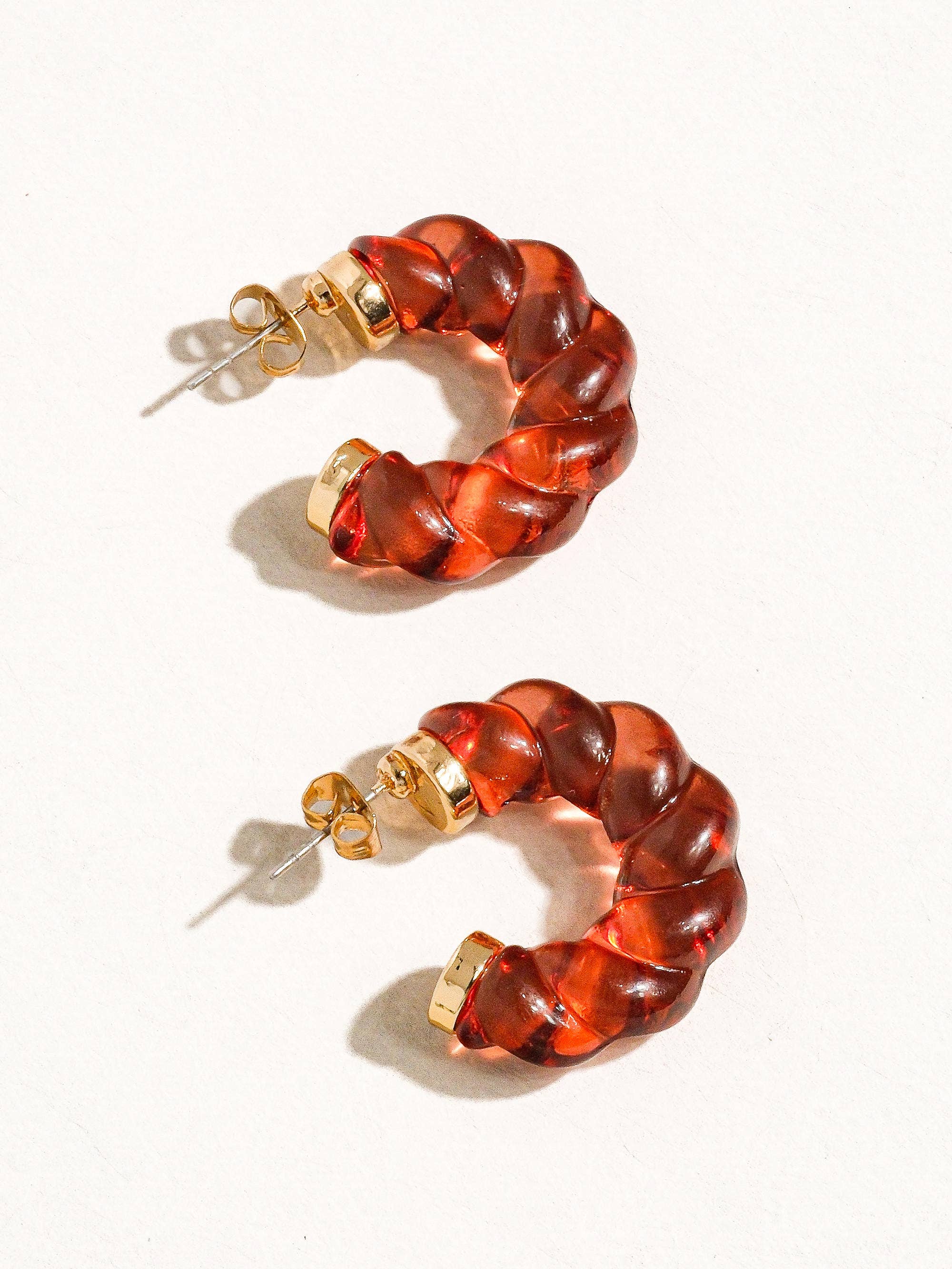 Flanerie Ruby Summer Braided C-Hoop Earring